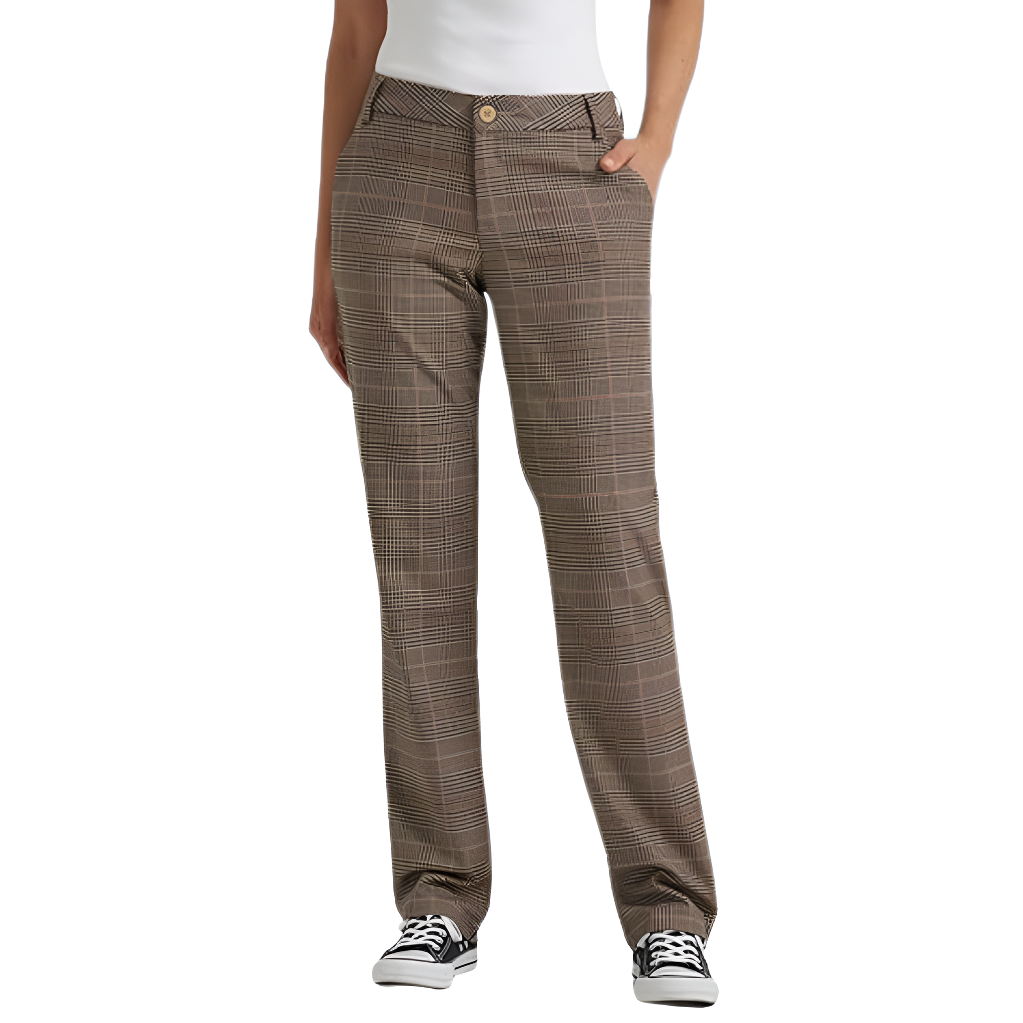 Comfortable Mid Rise Work Trousers For Women 