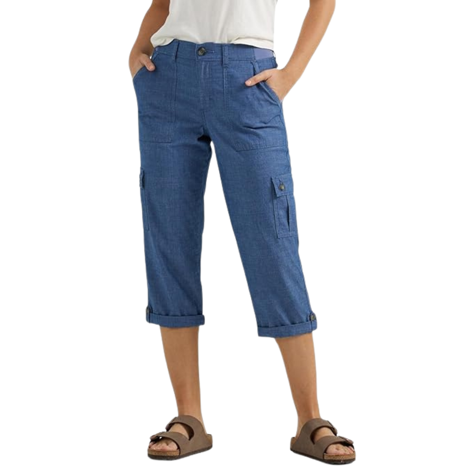 Comfortable And Casual Utility Capri Pants With Pockets For Women