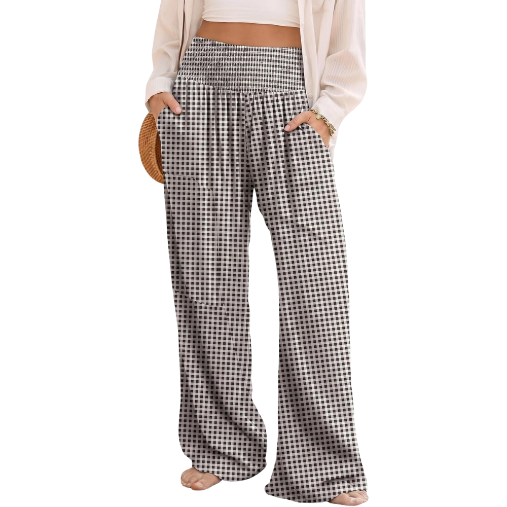 Summer Boho Floral Casual Loose Palazzo Pants With Pocket