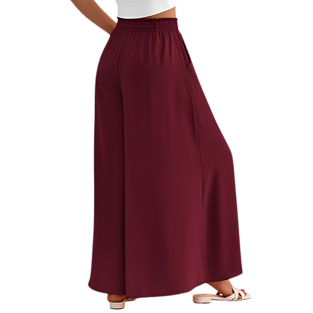 Summer Palazzo Pants With Elastic Fit And Flowy Pockets For Women
