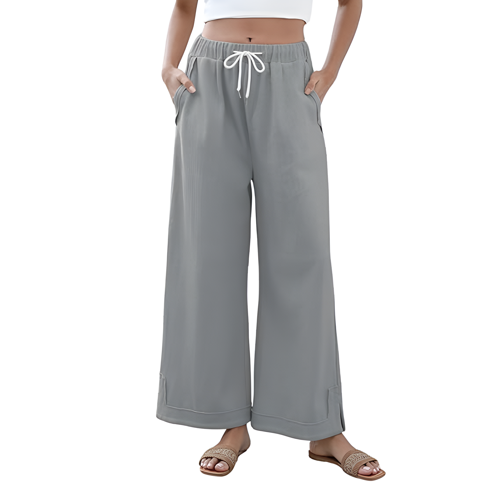 [Copy]High Waist Cropped Wide Pants