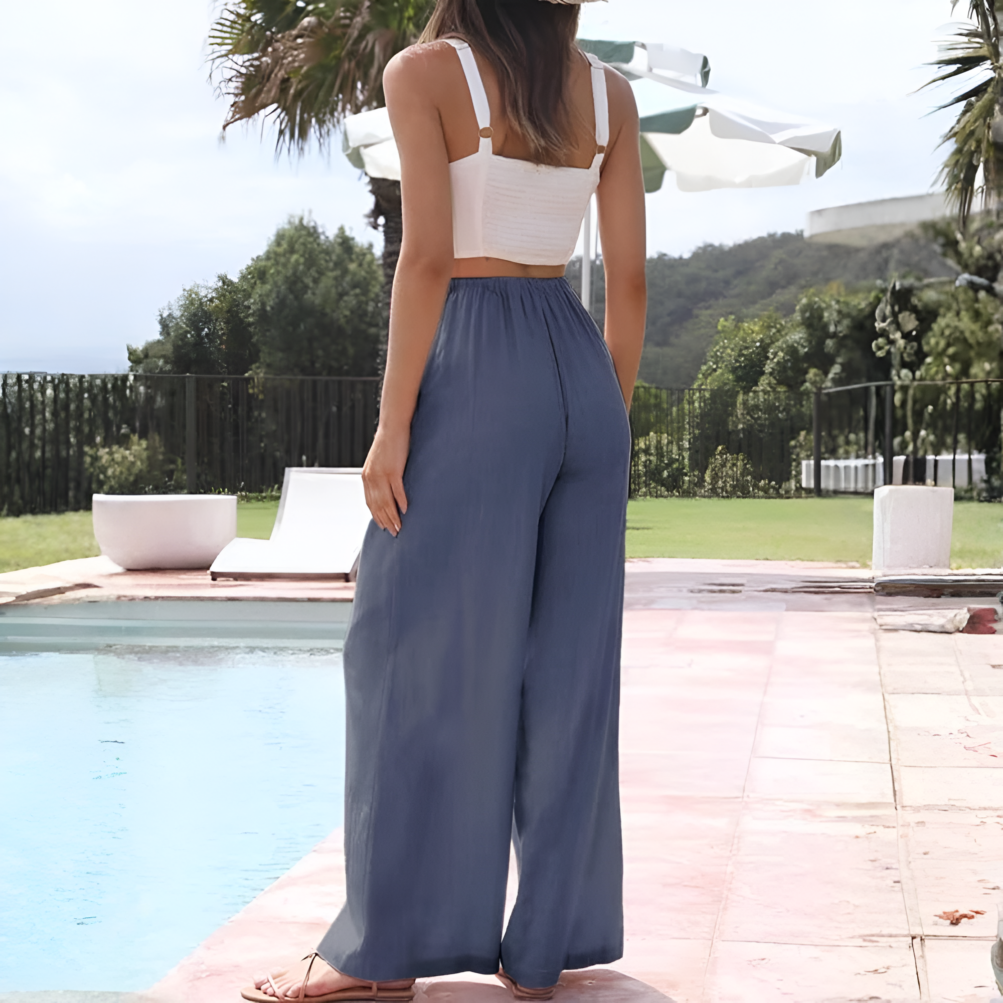 Women Cotton Linen Wide Leg Pants