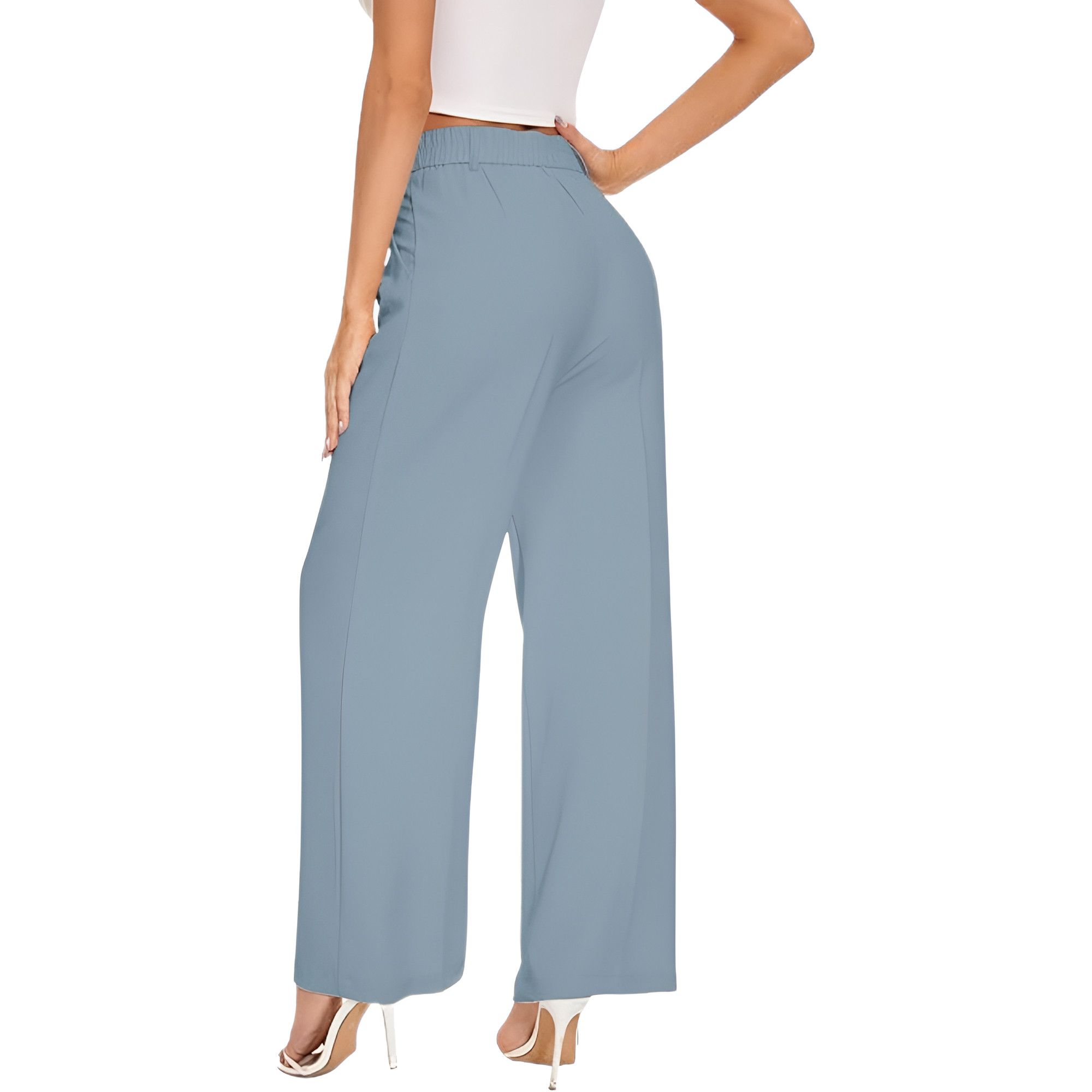 High Rise Long Straight Work Suit Pants For Women