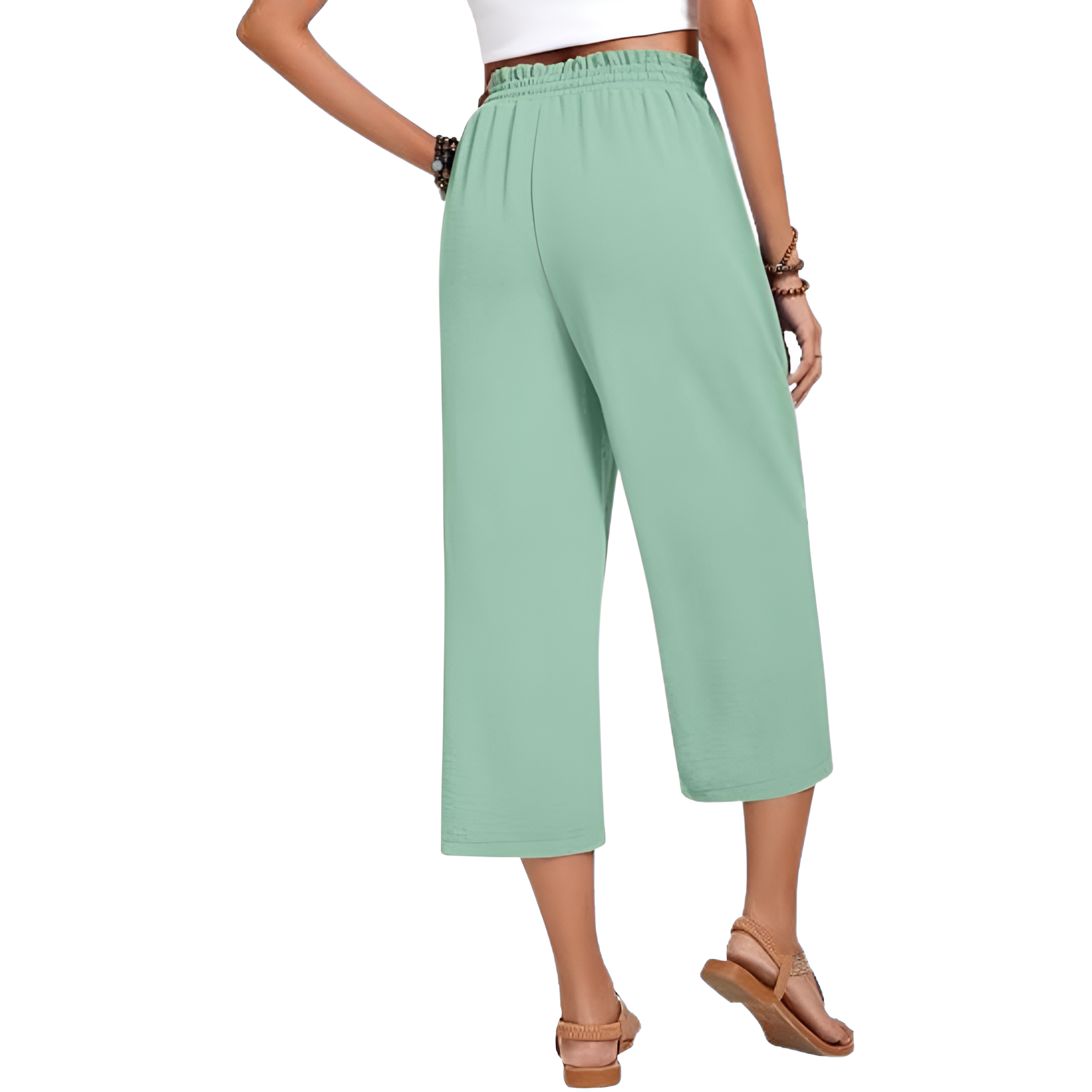 Wide Fit Casual Capri Pants With Pockets For Women