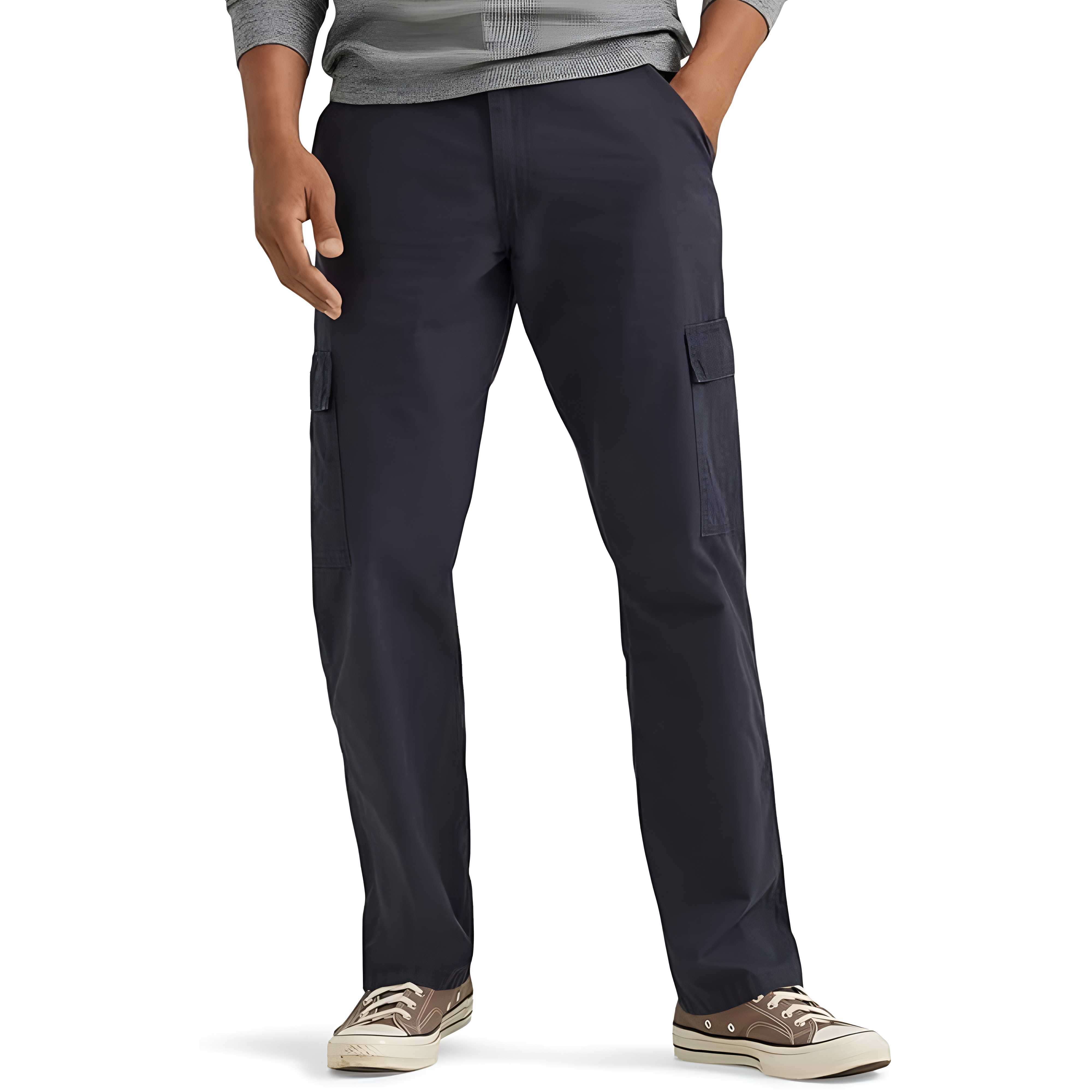 Utility Cargo Pants With Side Flap Pockets And Zipper Closure For Men