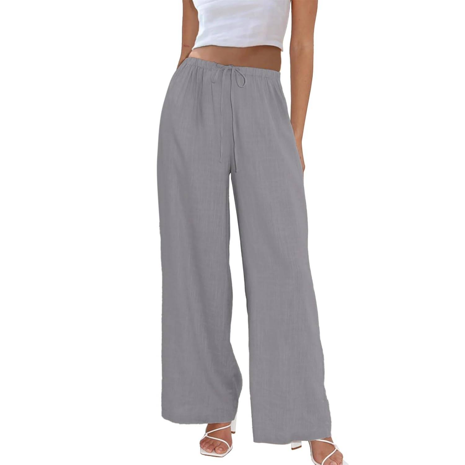 Casual Wide Palazzo Pants With Drawstring For Women
