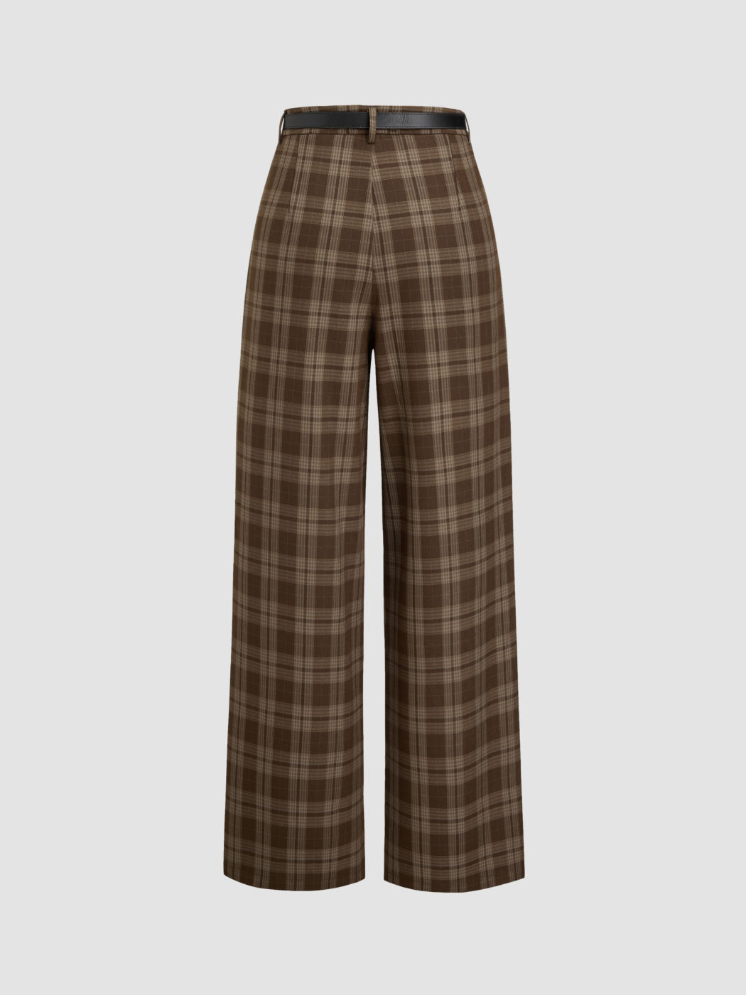 Mid Rise Checked Pattern Wide Pants For WomenMid Rise Checked Pattern Wide Pants For Women - Image 4