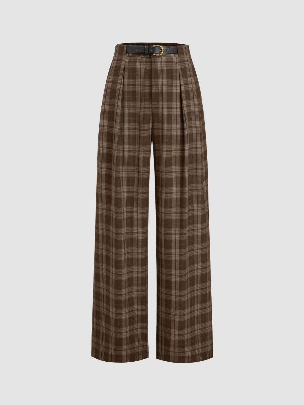 Mid Rise Checked Pattern Wide Pants For WomenMid Rise Checked Pattern Wide Pants For Women - Image 7
