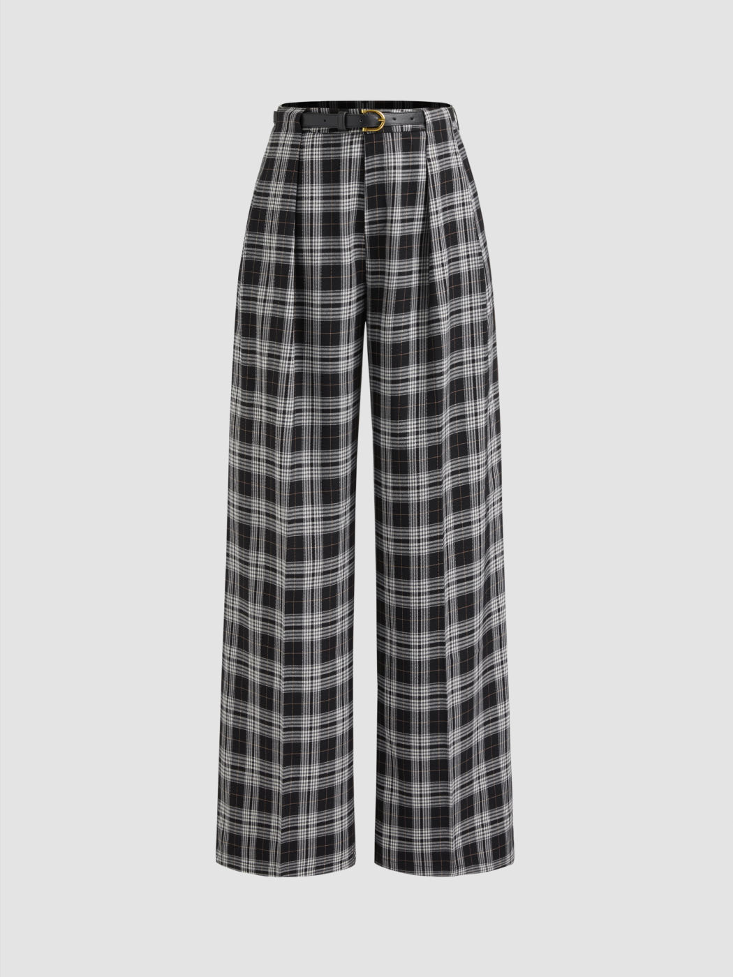 Mid Rise Checked Pattern Wide Pants For WomenMid Rise Checked Pattern Wide Pants For Women - Image 12