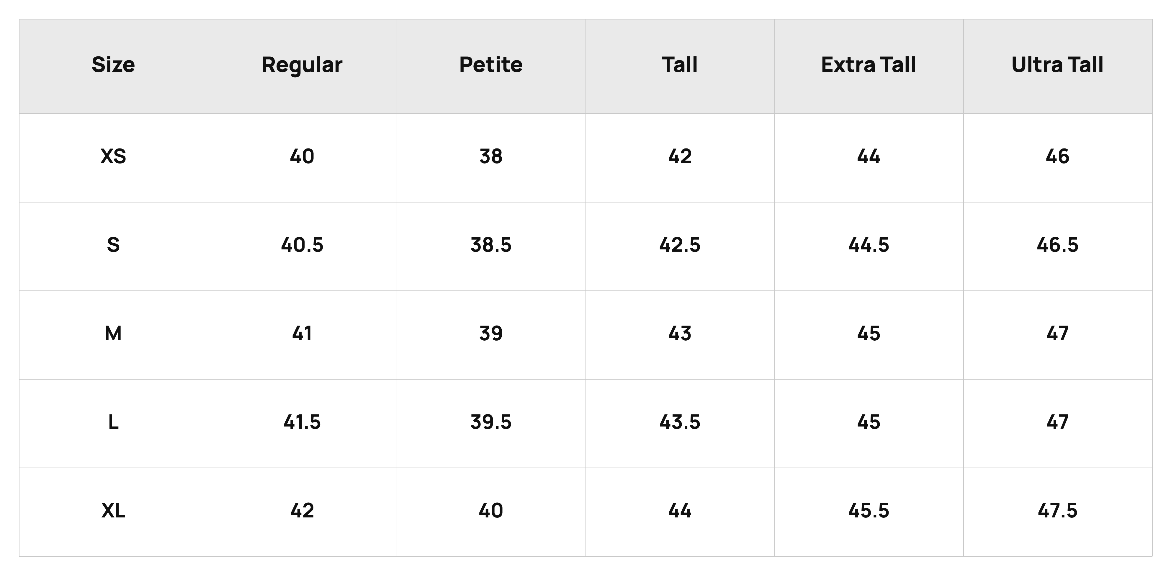 Size Chart