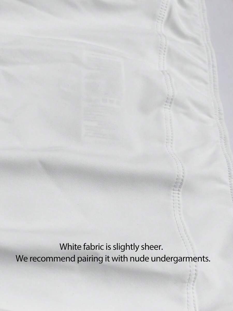 XLLAIS Women's White Elastic Casual Sports Fitness Pants With Split Hem, Cropped Length Summer, Athleisure - White - View 4