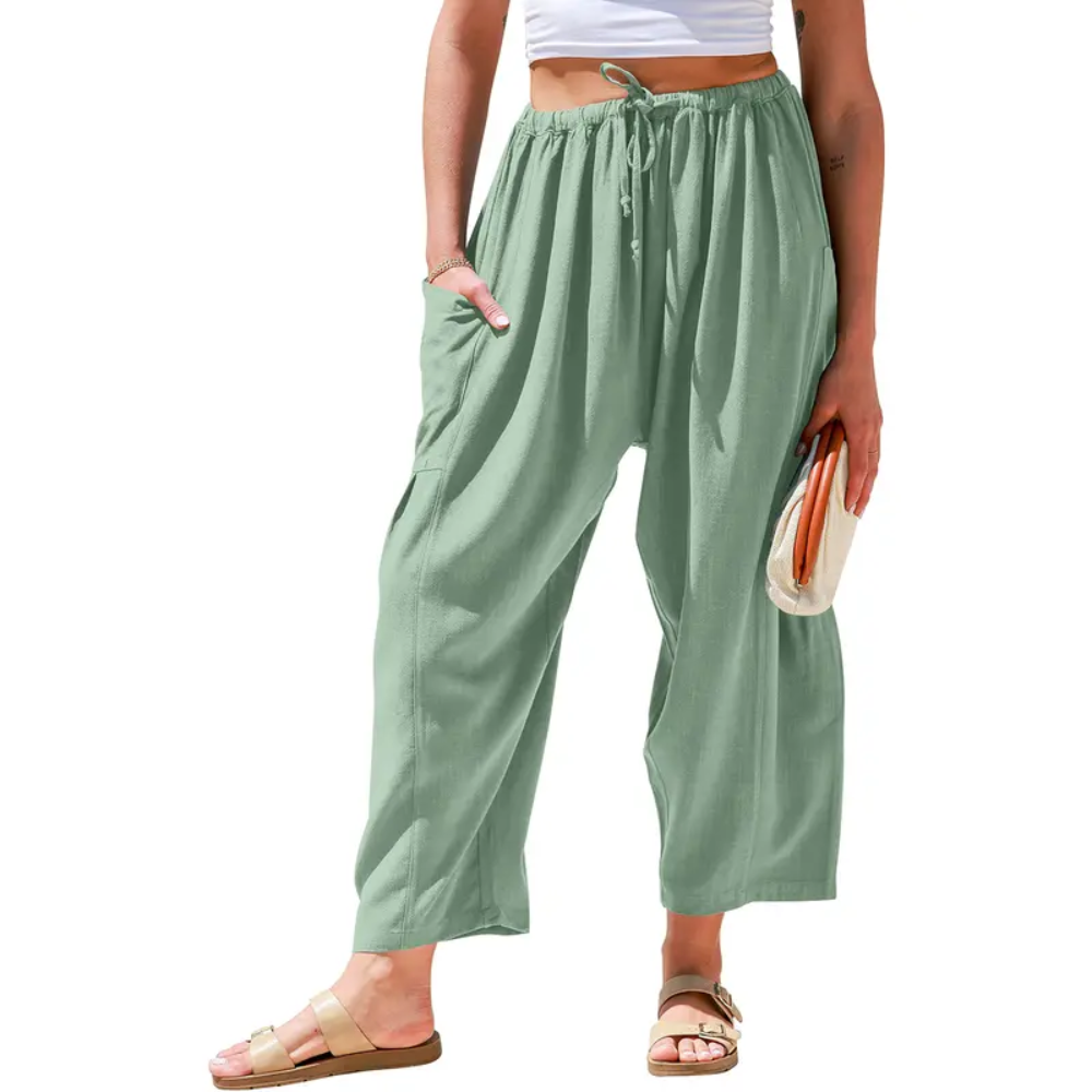 Structured Saturated Wide Sweep Linen Pants