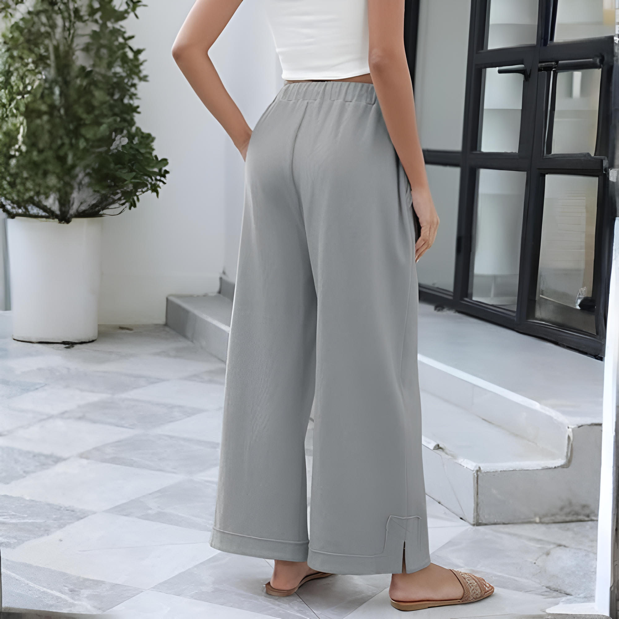[Copy]High Waist Cropped Wide Pants