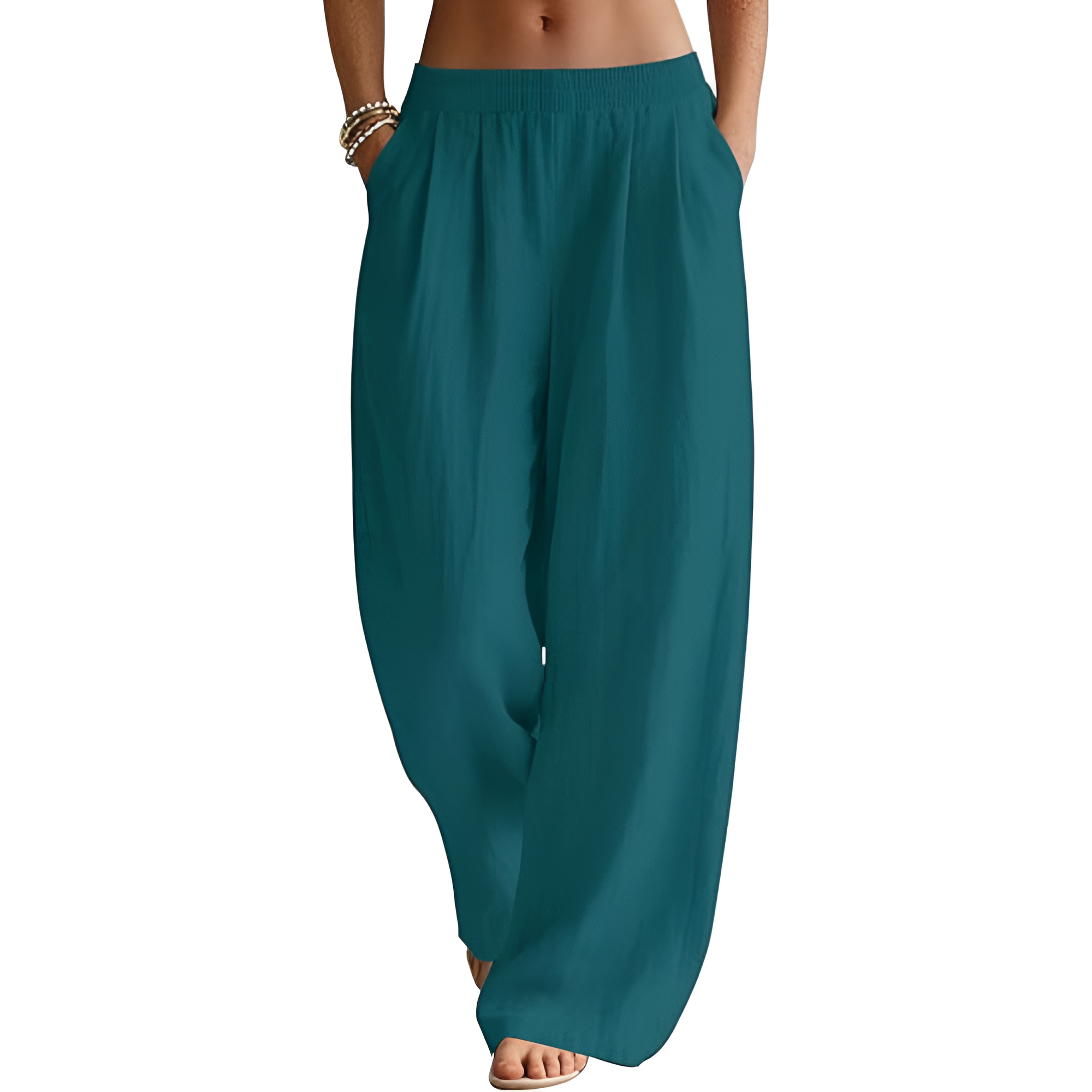 [Copy]High Waist Cropped Wide PantsWide Fit Summer Flowy Palazzo Pants For Women  - Image 18