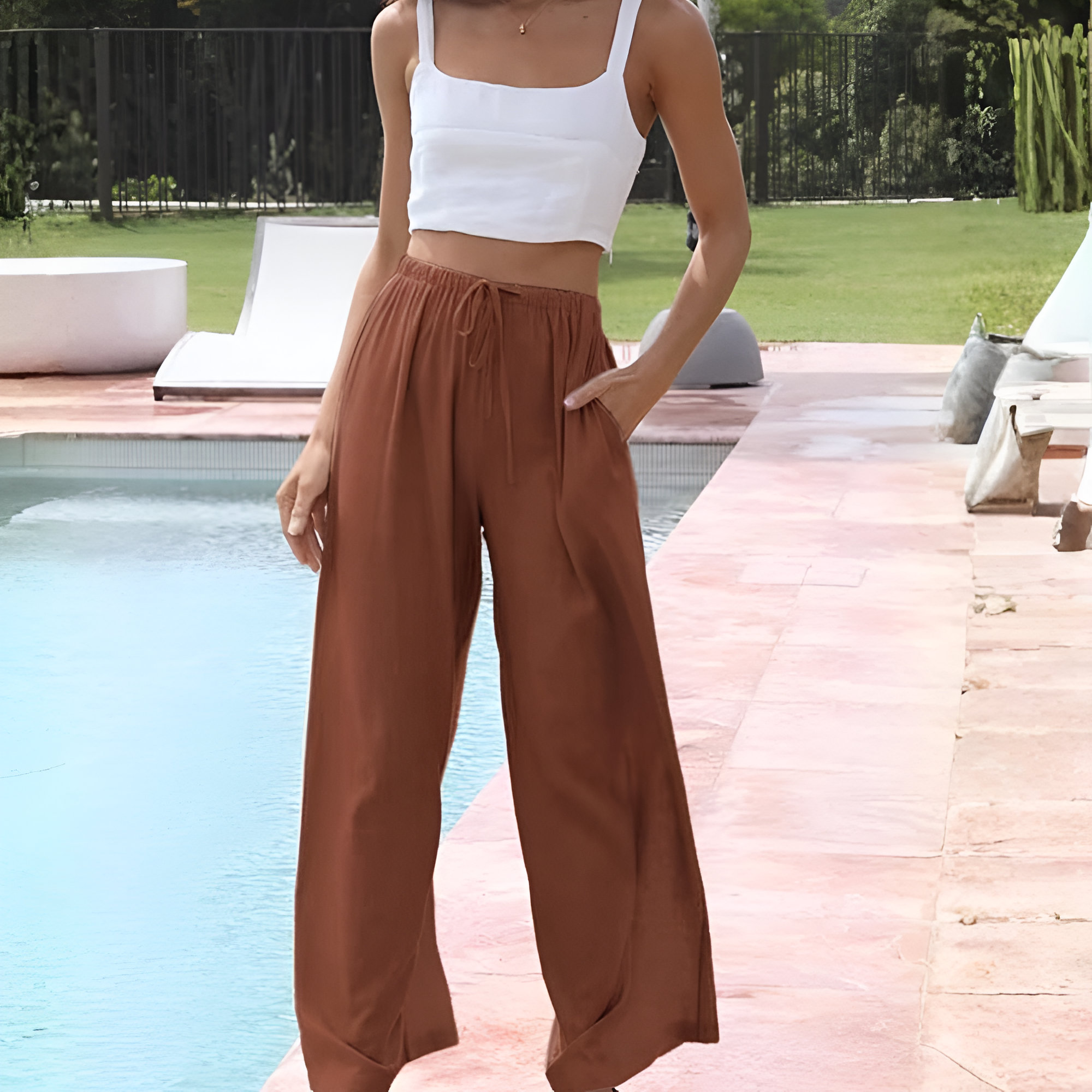 Women Cotton Linen Wide Leg Pants
