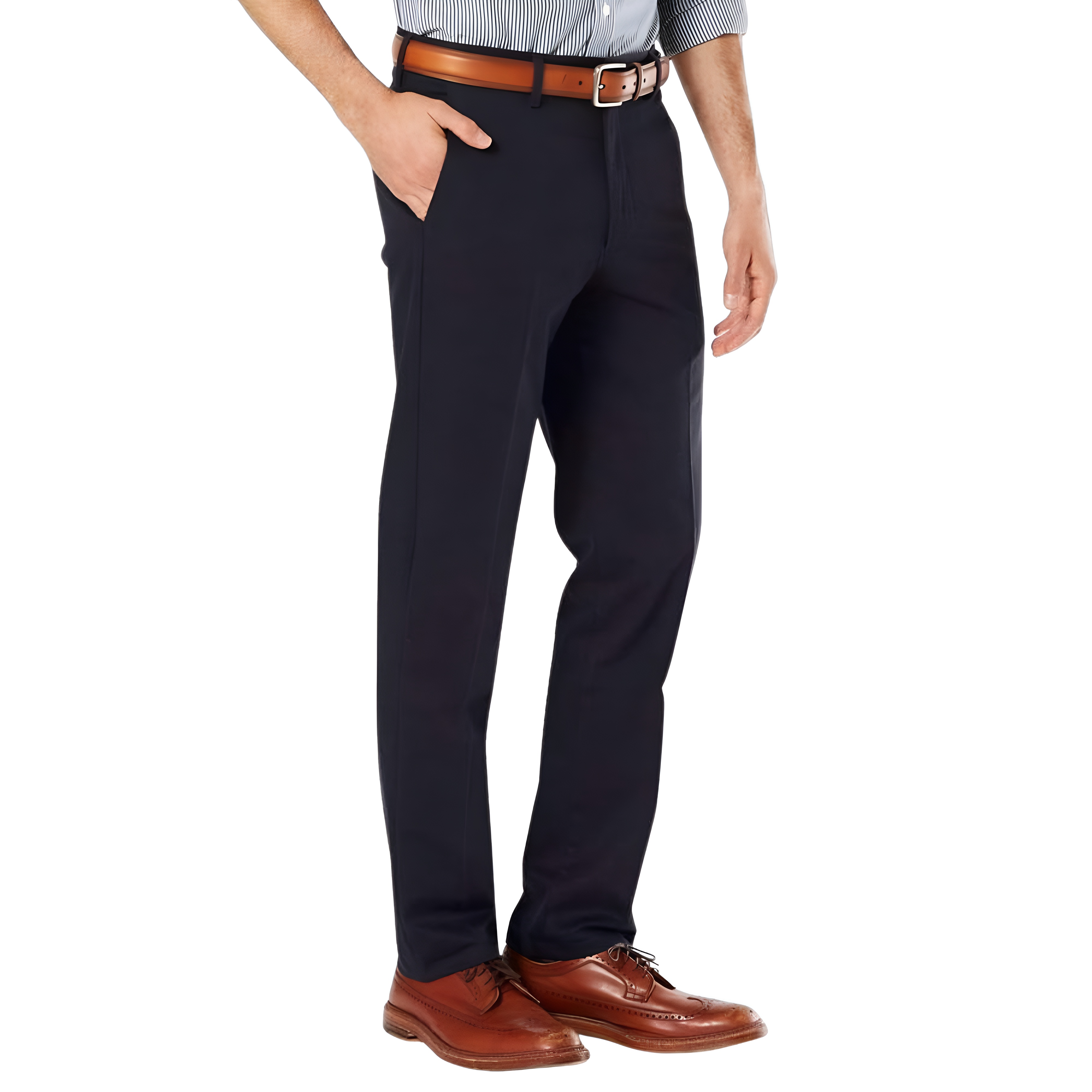 Slim Fit Casual Pants With Flex Comfort And Zipper Closure For Men