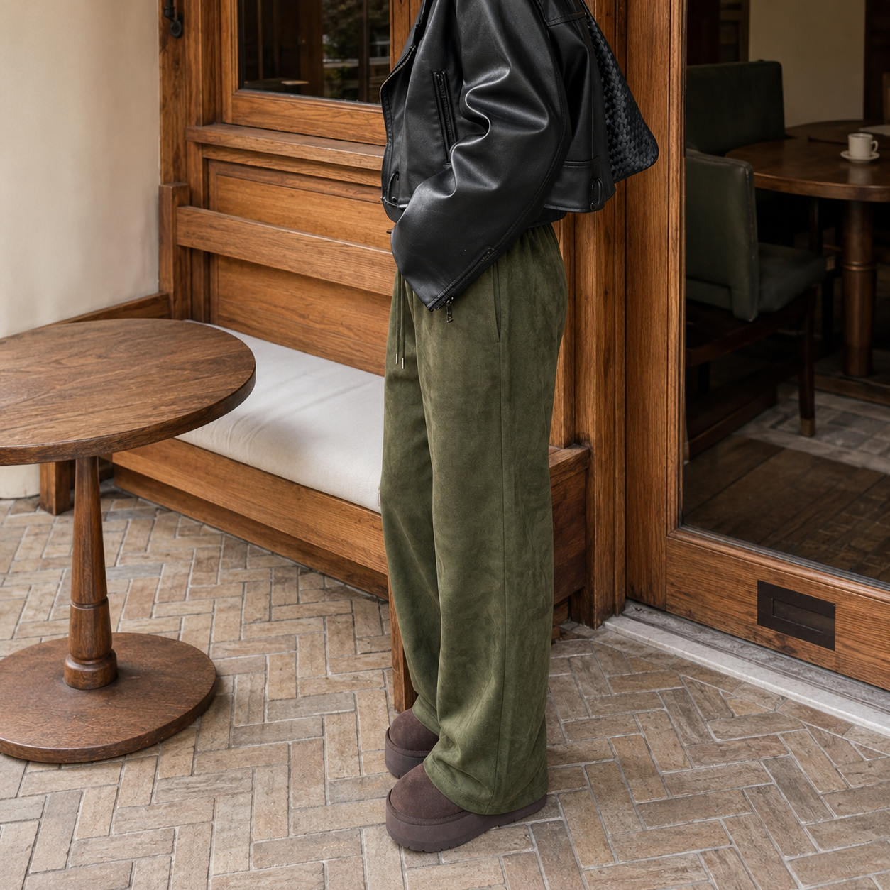 Elastic Drawstring Suede Casual Cargo Pants For Women