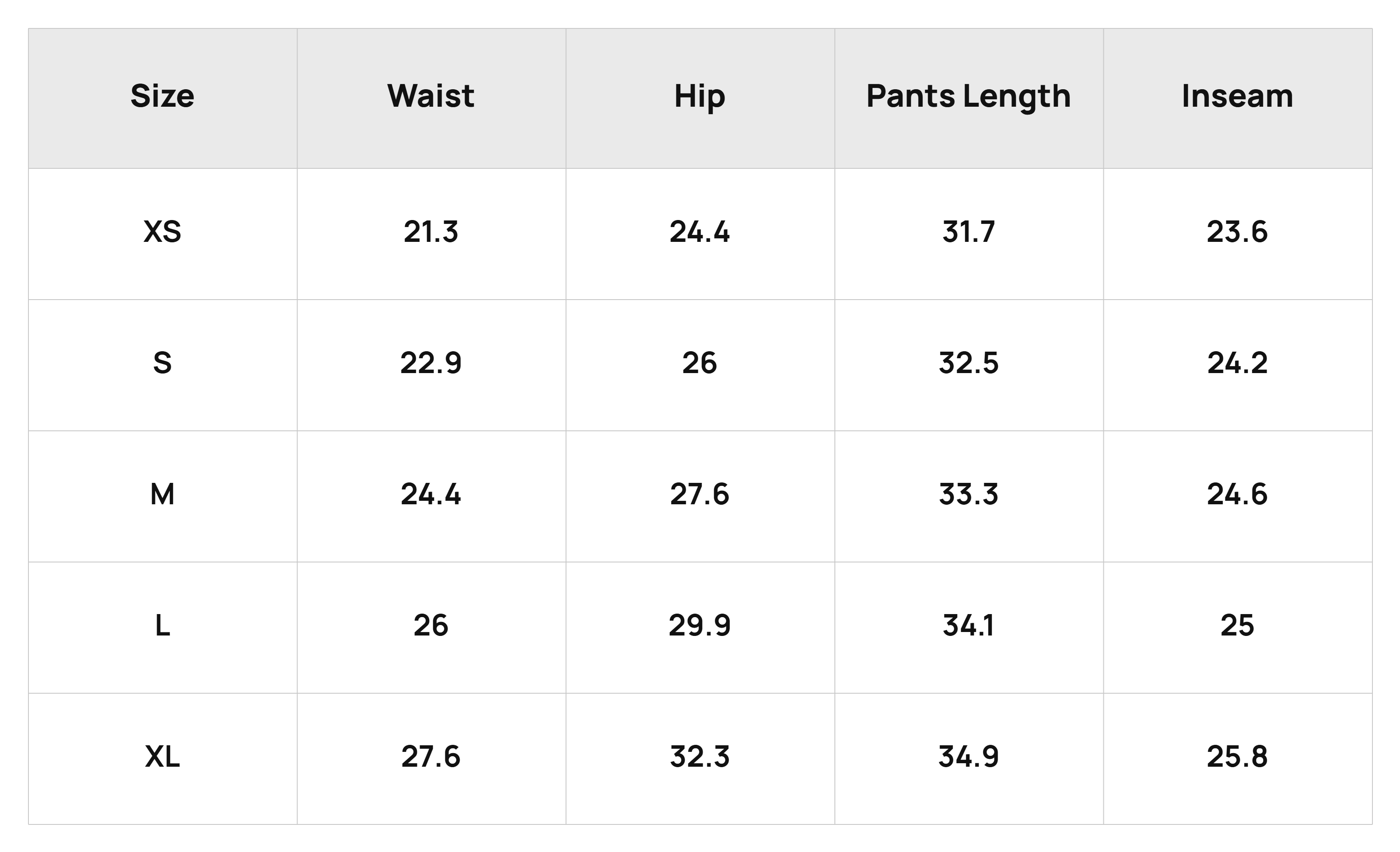 Size Chart