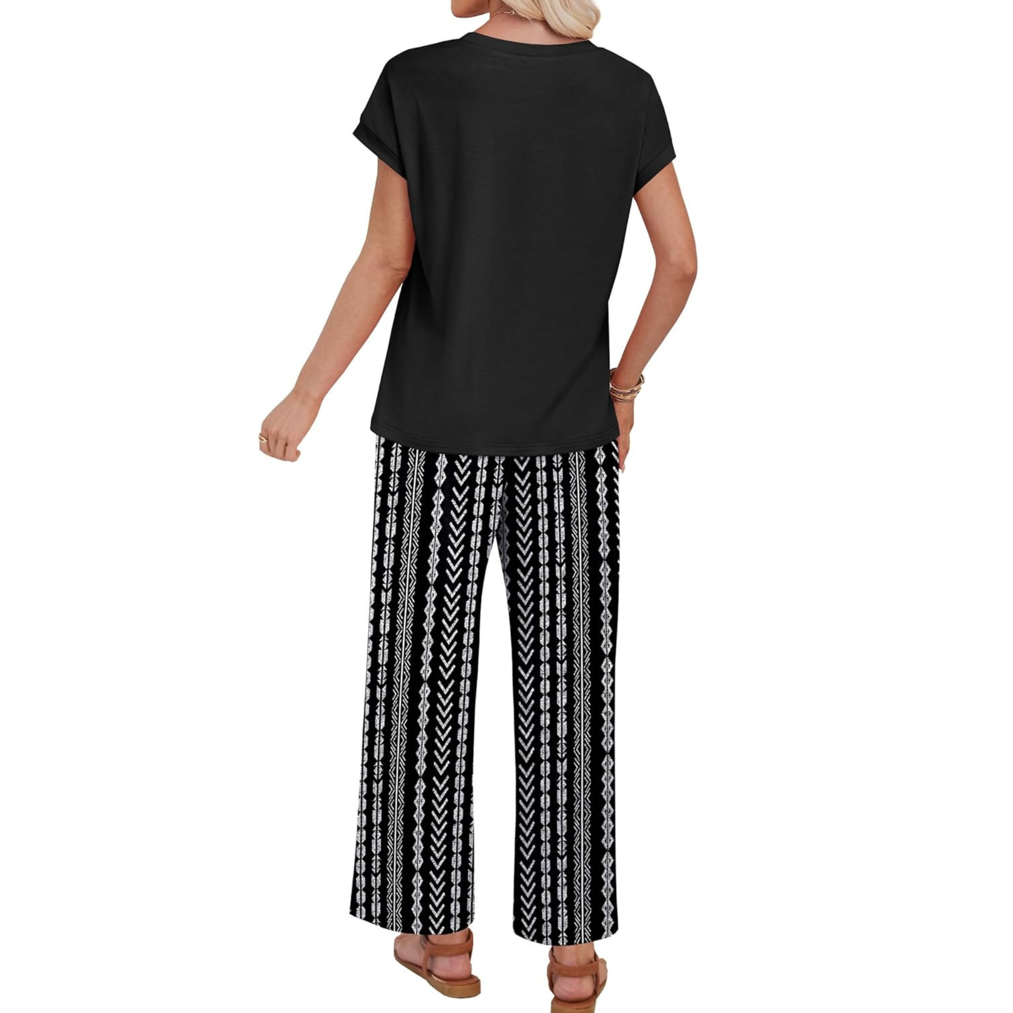 Women Two Piece Lounge Set with Wide Leg Pants