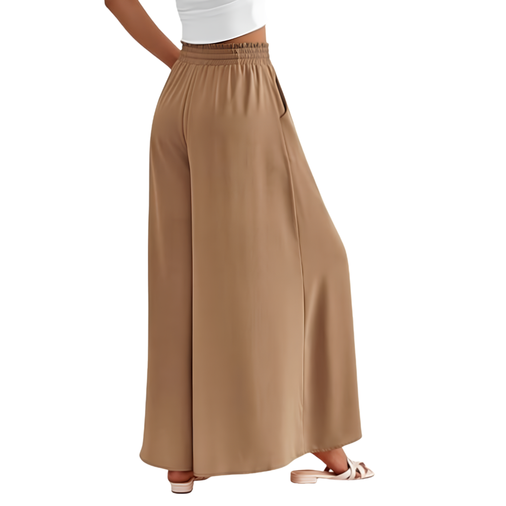 Summer Palazzo Pants With Elastic Fit And Flowy Pockets For Women