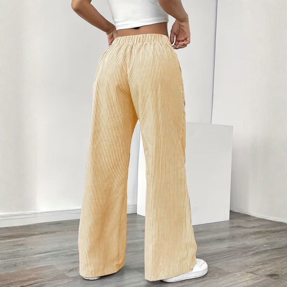 Elegant Casual Commuter Striped Loose Fit Pants For Women