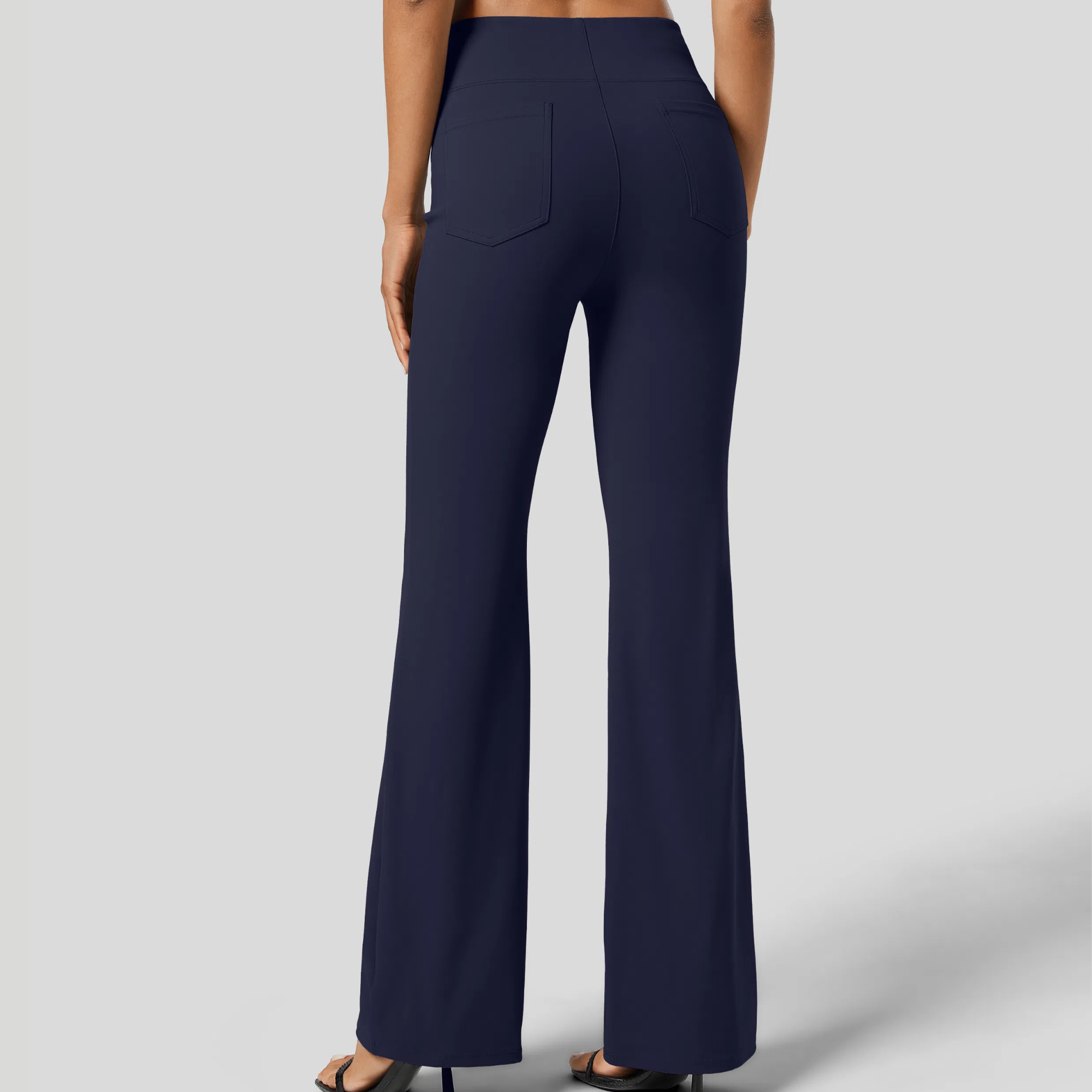 High Rise Back Side Pocket Slight Flare Work Pants