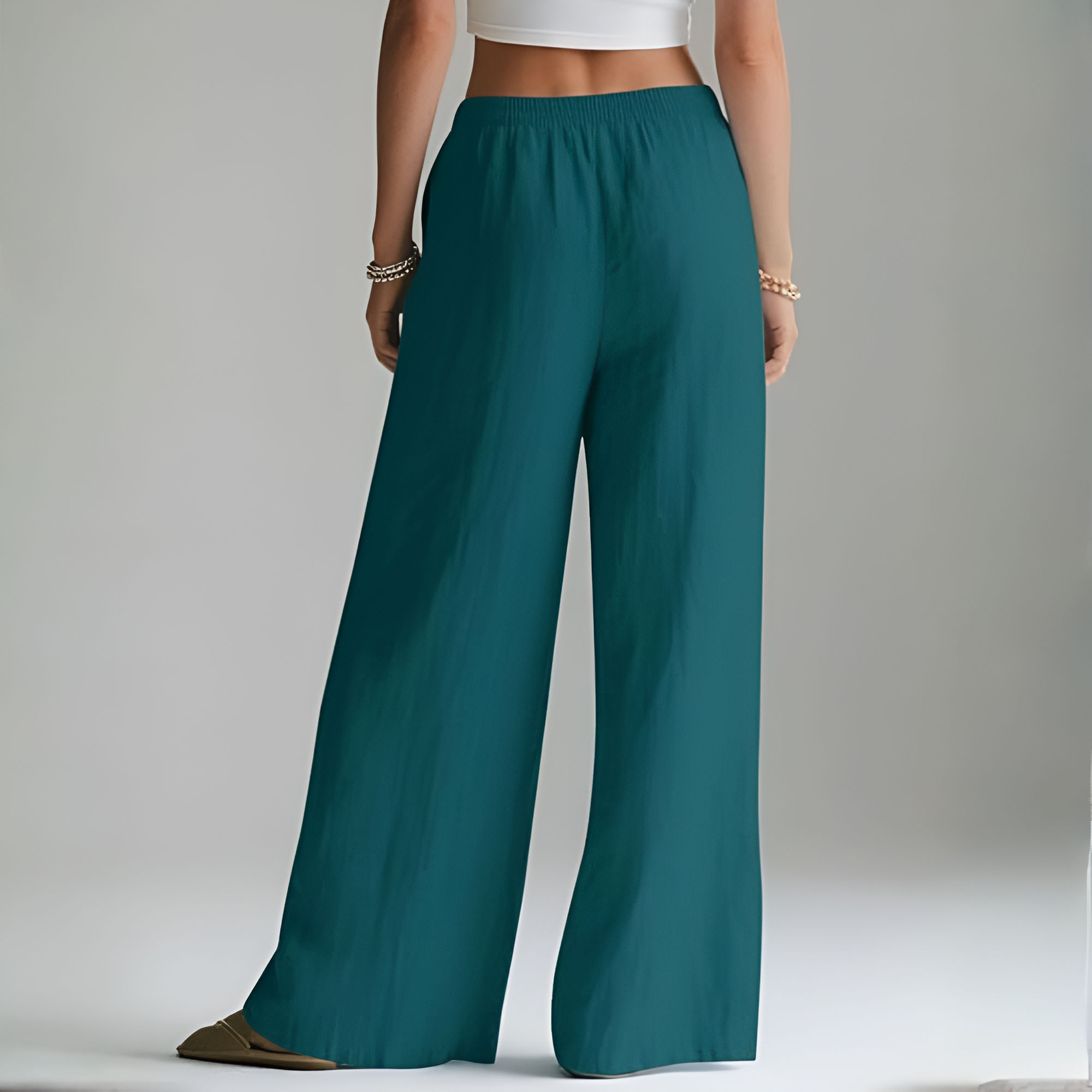 [Copy]High Waist Cropped Wide PantsWide Fit Summer Flowy Palazzo Pants For Women  - Image 19