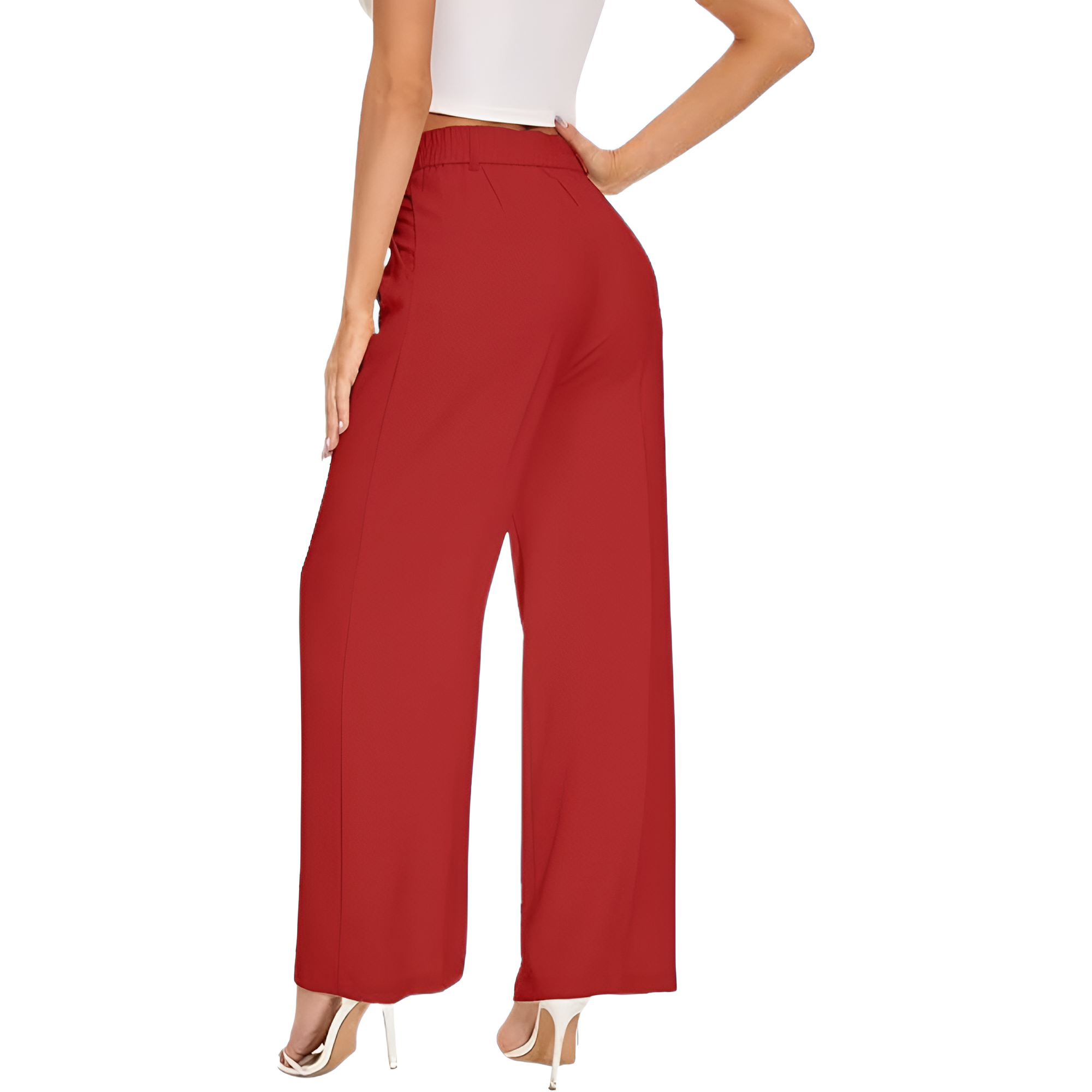 High Rise Long Straight Work Suit Pants For Women