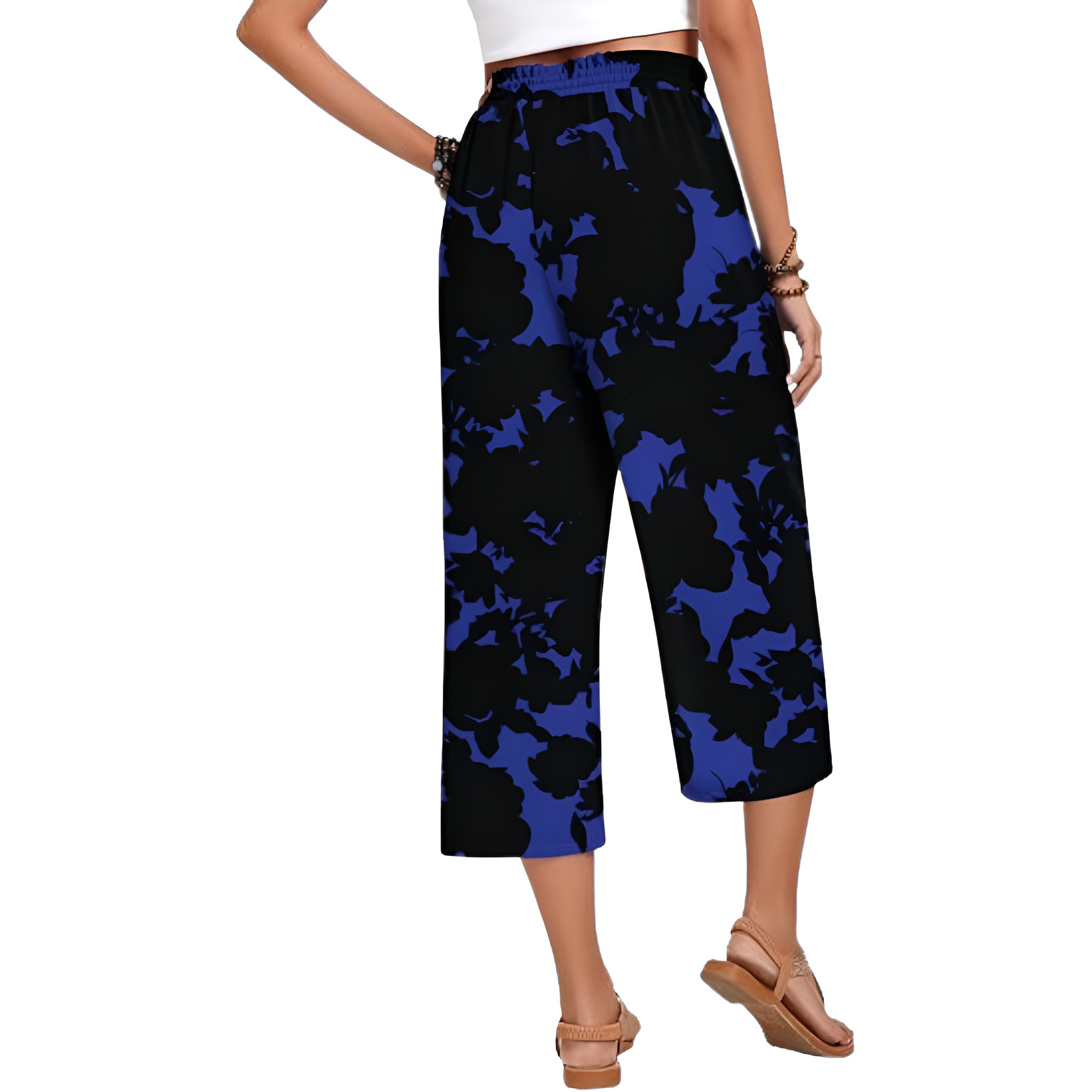 Wide Fit Casual Capri Pants With Pockets For Women