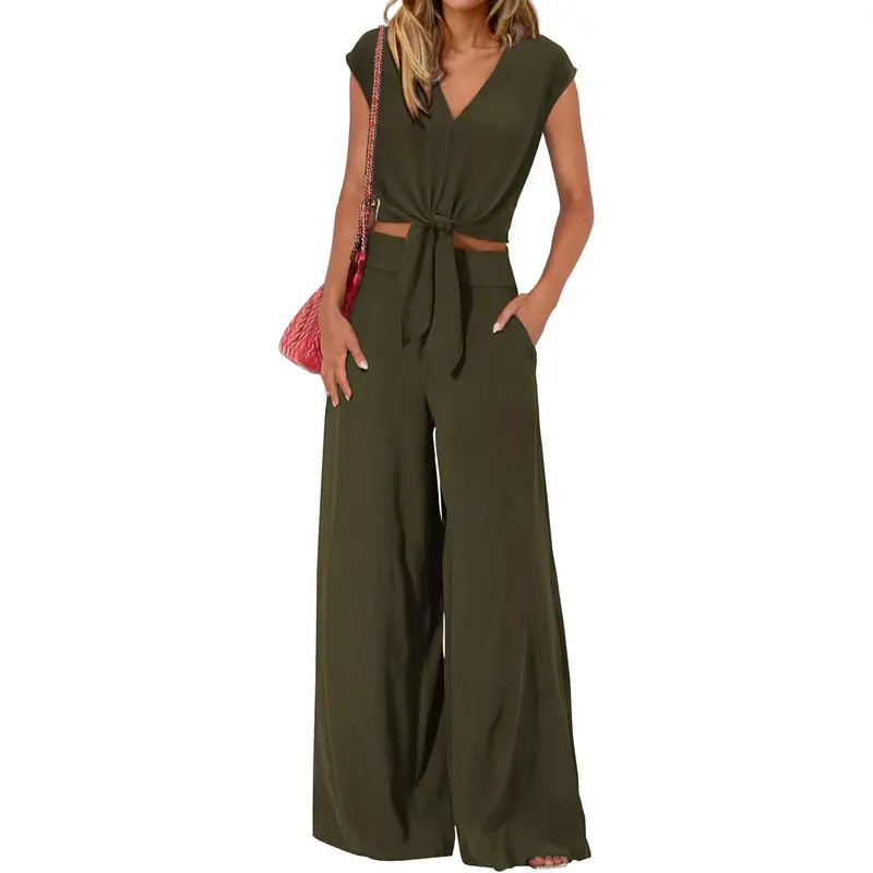 Summer 2 Piece Wide Pant Set for Women