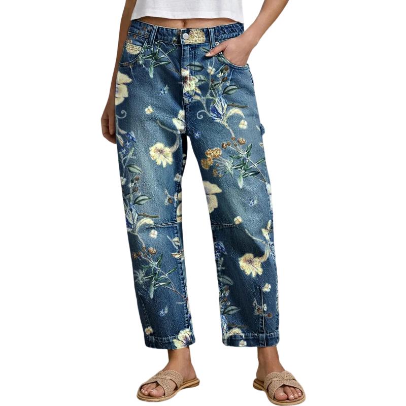 Mid Rise Casual Barrel Stretchy Fit Jeans For Women