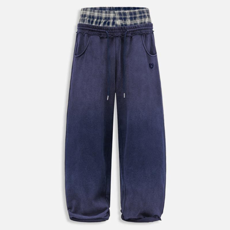 Loose Vintage Plaid Patchwork Sweatpants For Men And Women