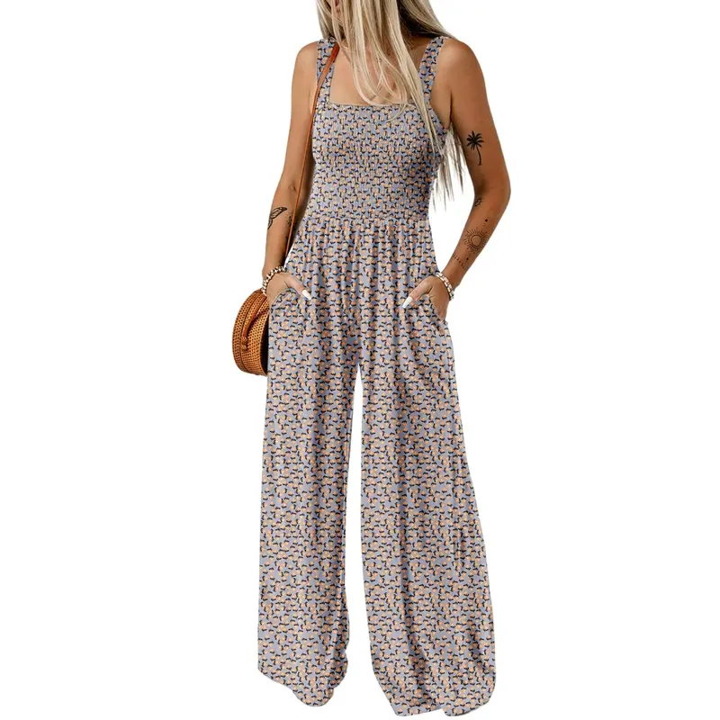 Summer 2 Piece Wide Pant Set for WomenCasual Loose Sleeveless Printed Jumpsuit For Women - Image 18
