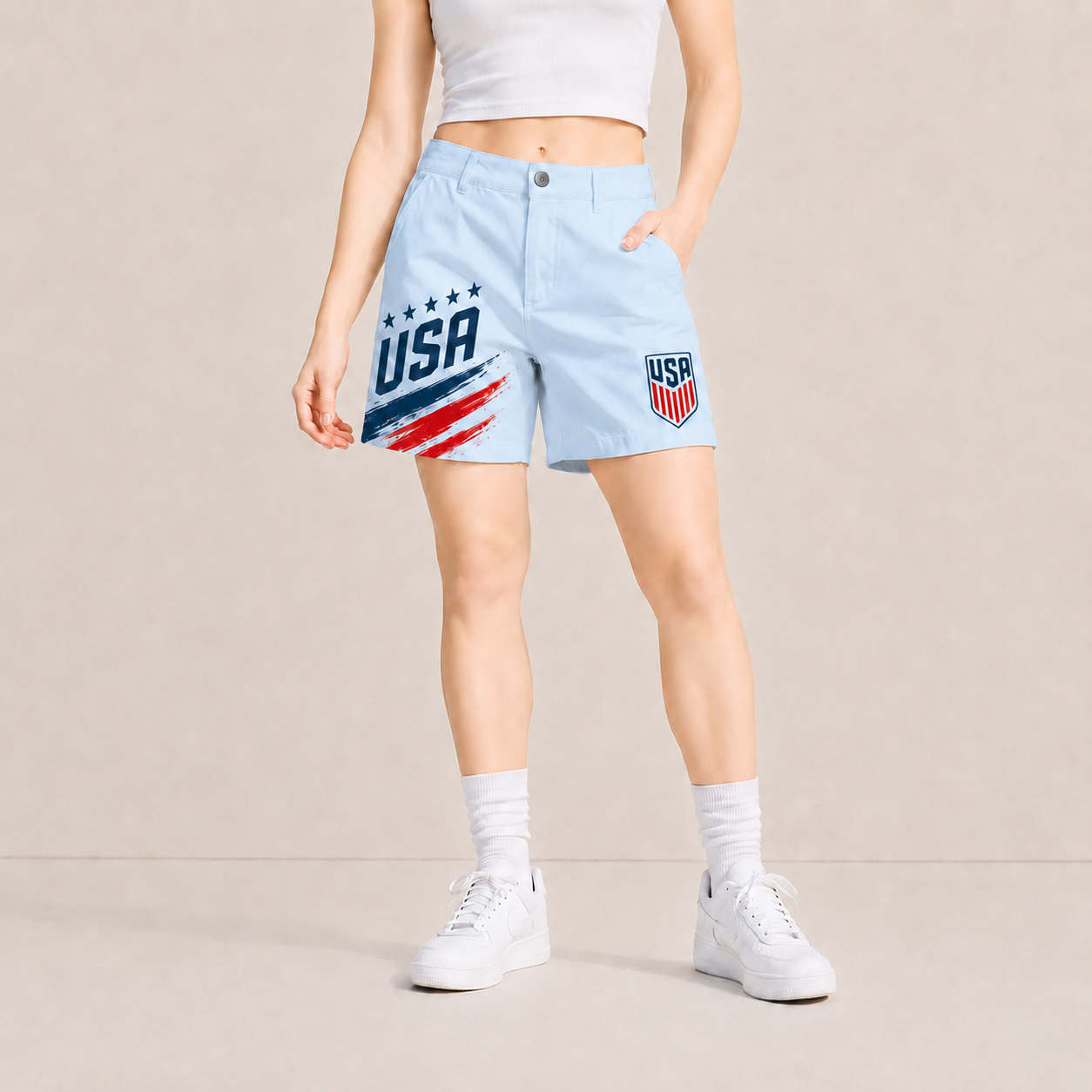 World Cup 2026 United States Football Fan Printed Twill Shorts
