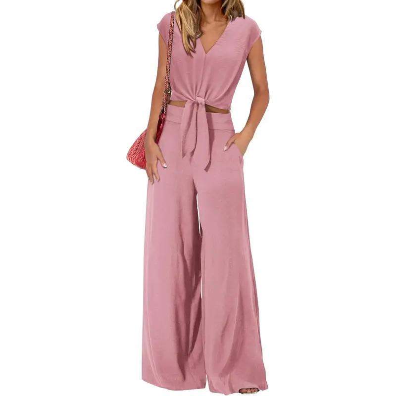 Summer 2 Piece Wide Pant Set for Women