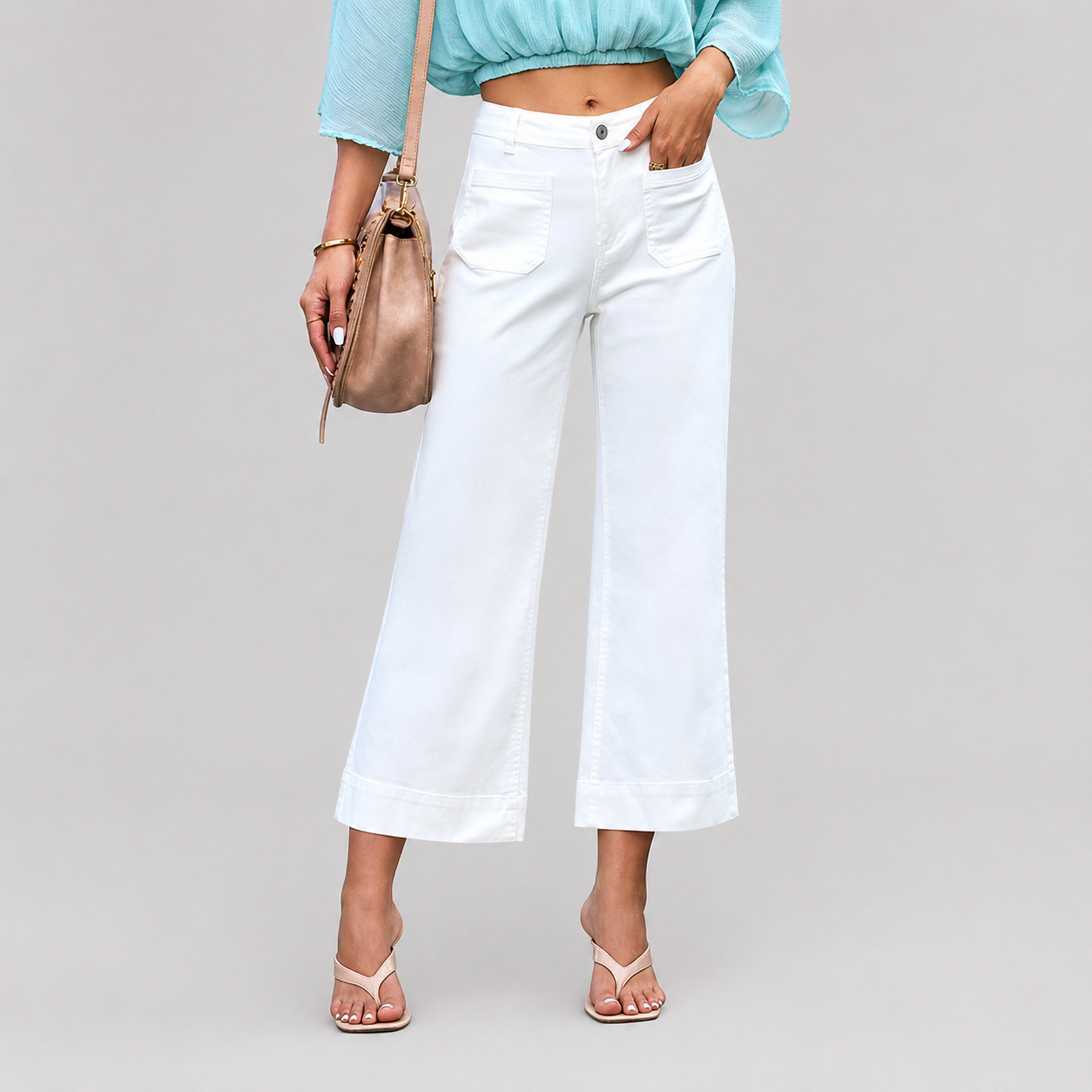 Baggy Flare Cropped Wide Jeans For Women