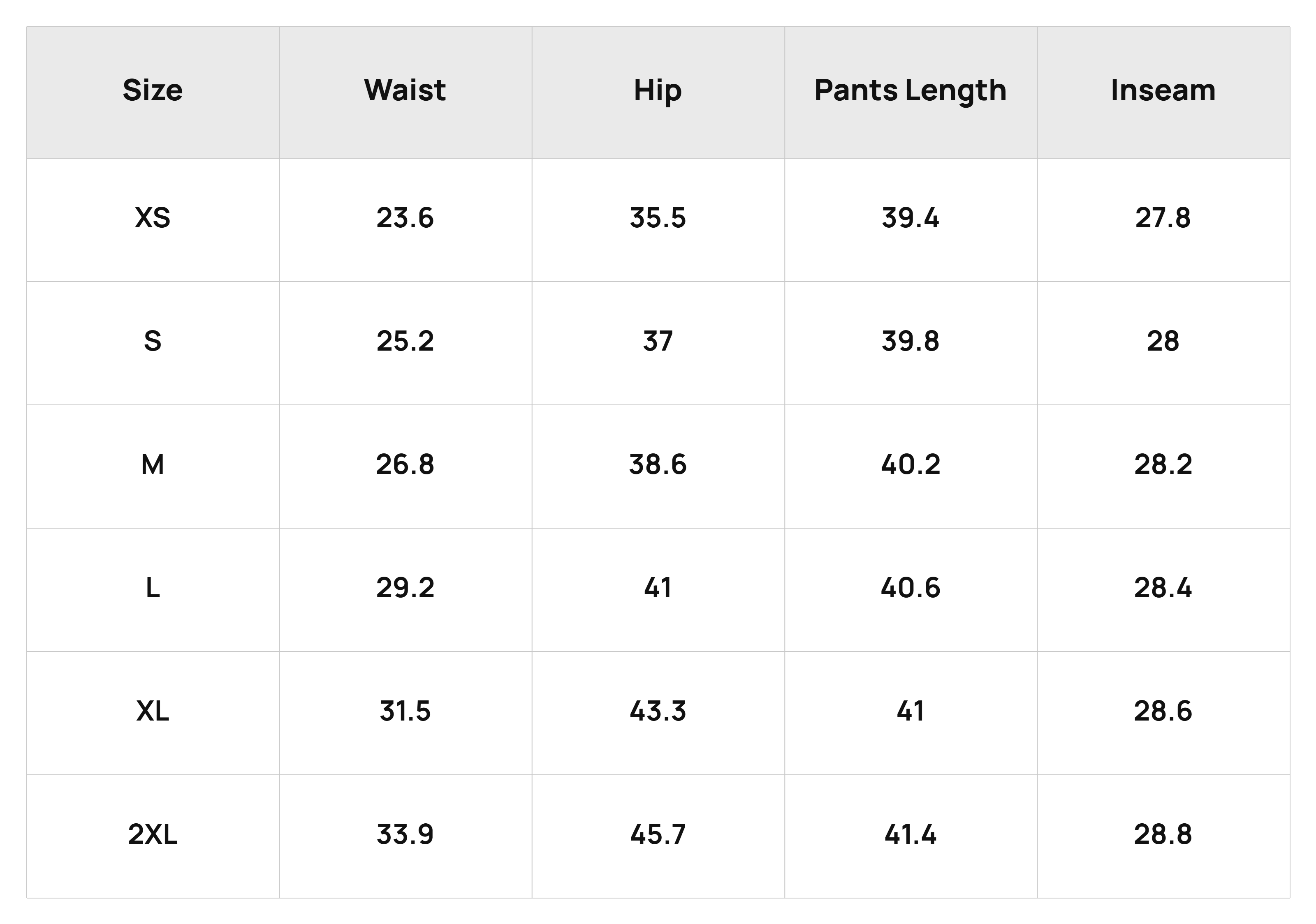 Size Chart