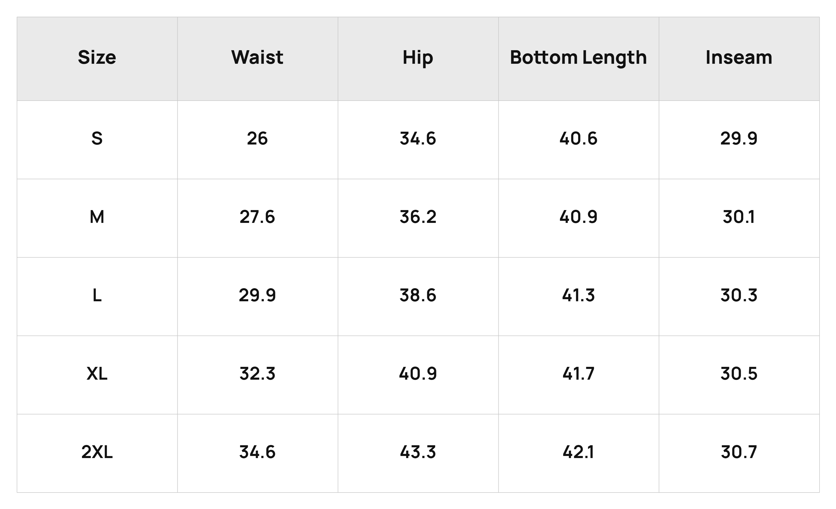 Size Chart