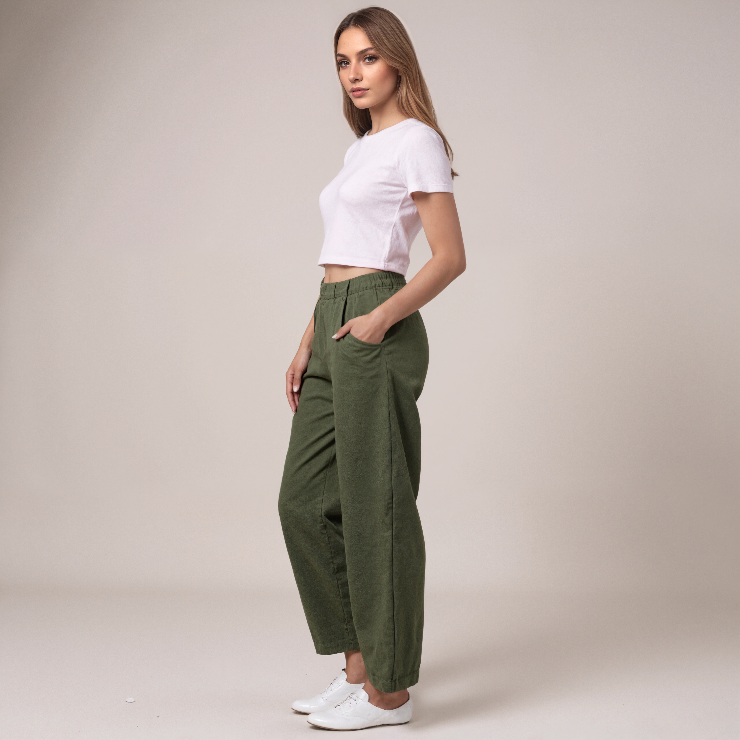 Casual Wide Leg Cotton Pants