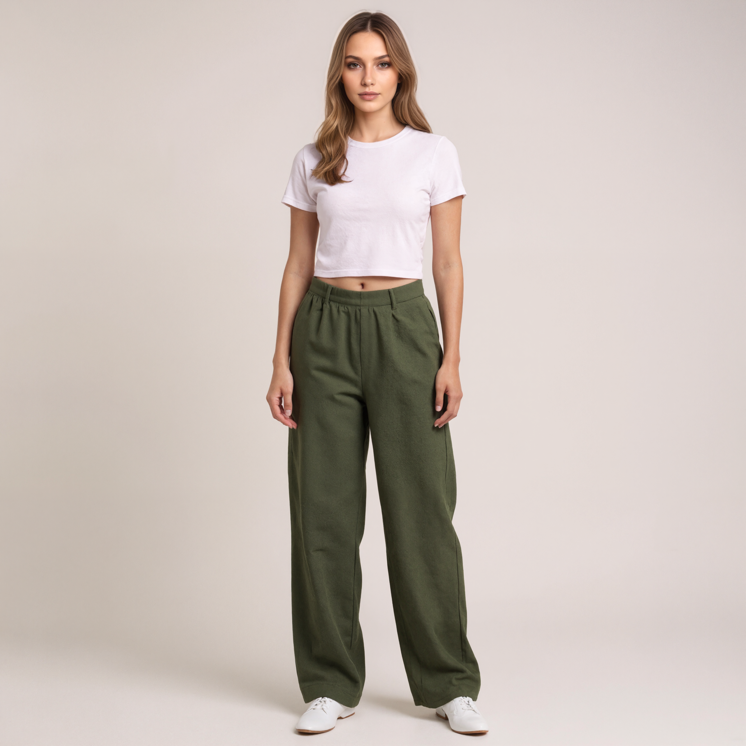 Casual Wide Leg Cotton Pants