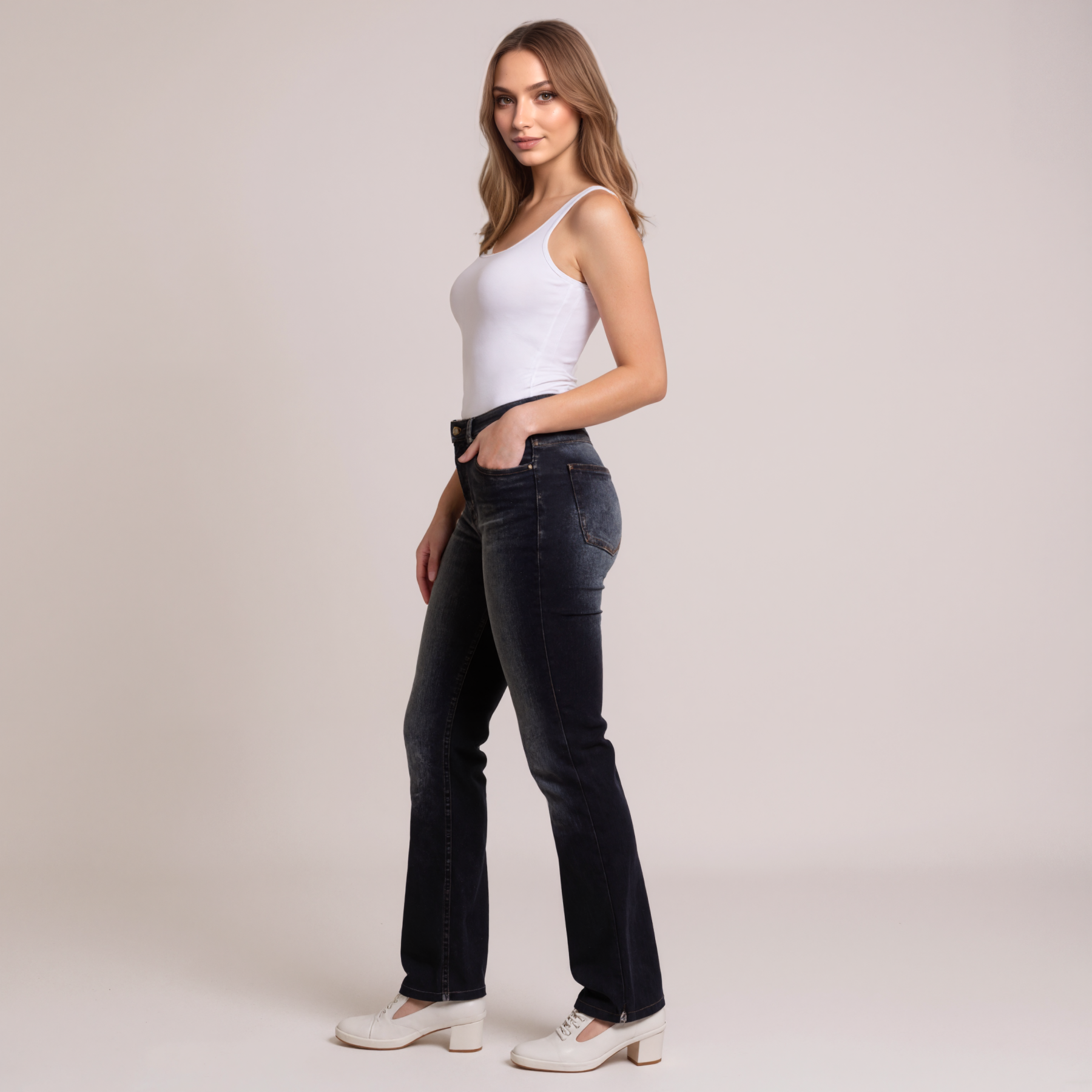 High Rise Bootcut Shaping Denim Jeans