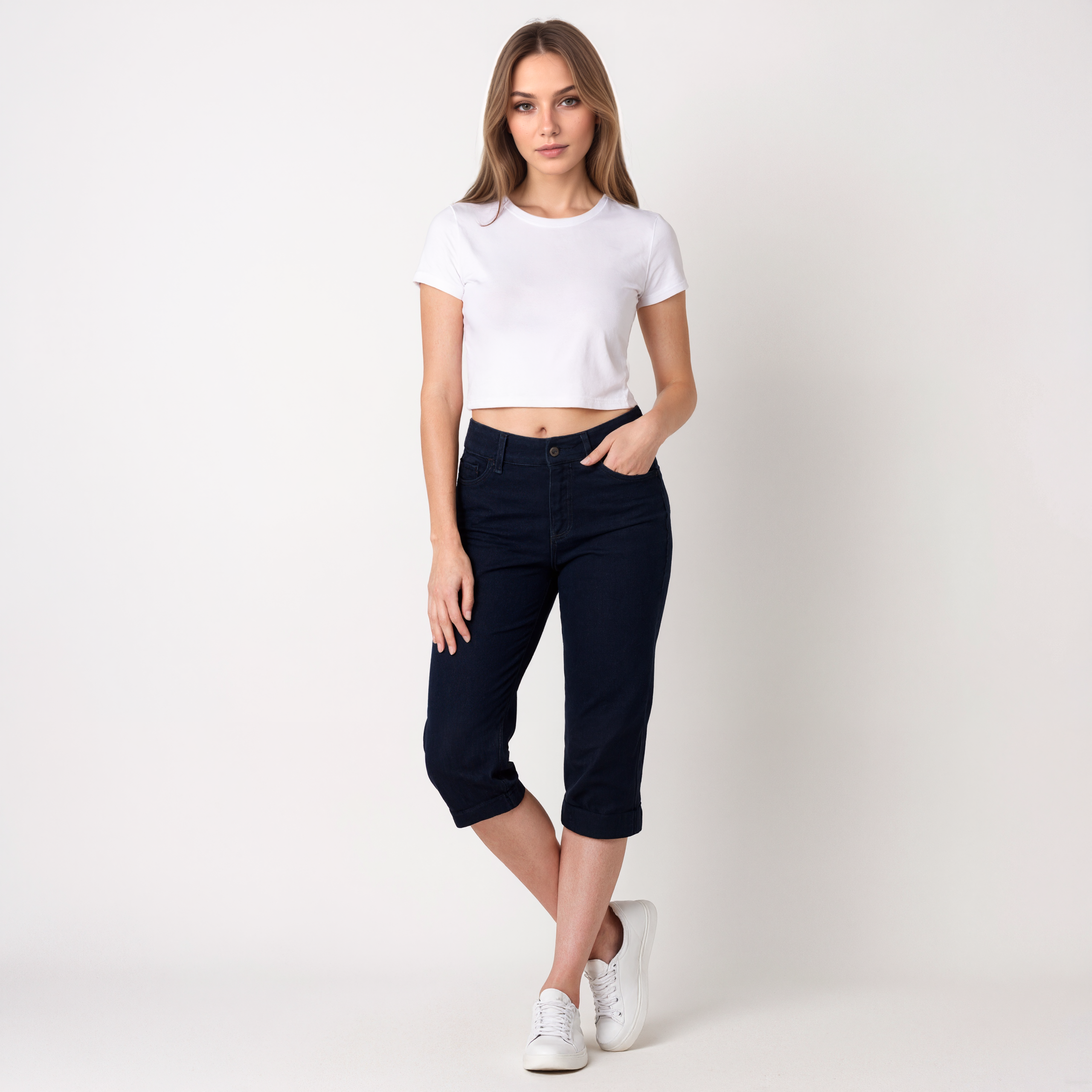 Slimming Mid Rise Capri Pants