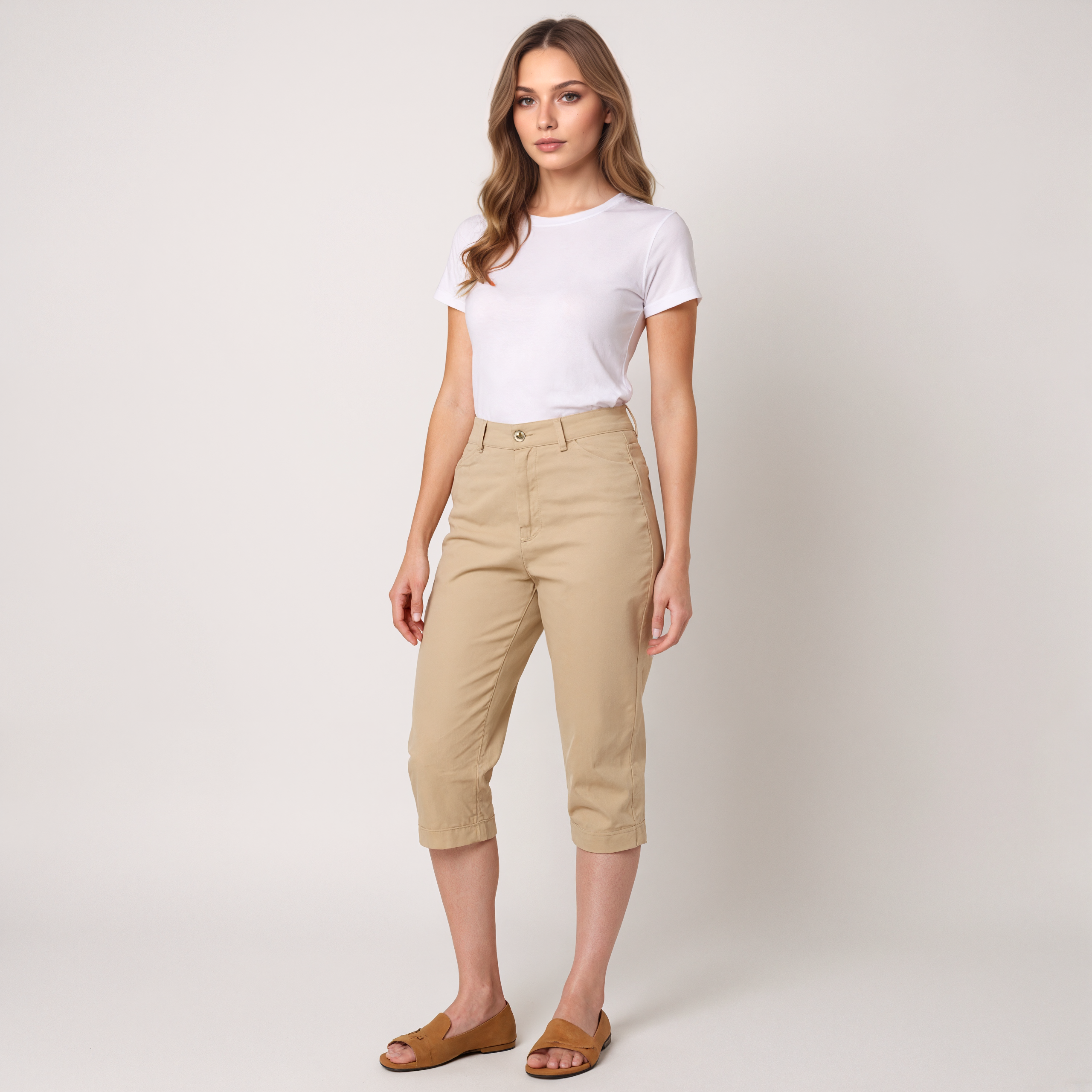 Slimming Mid Rise Capri Pants