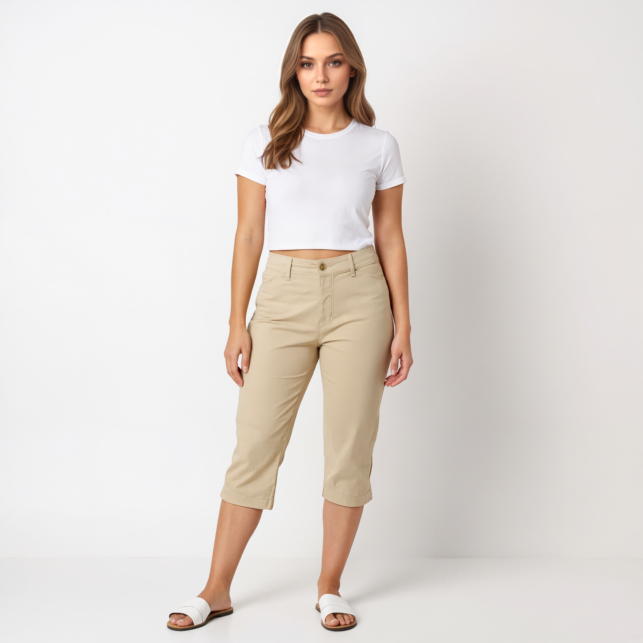 Slimming Mid Rise Capri Pants