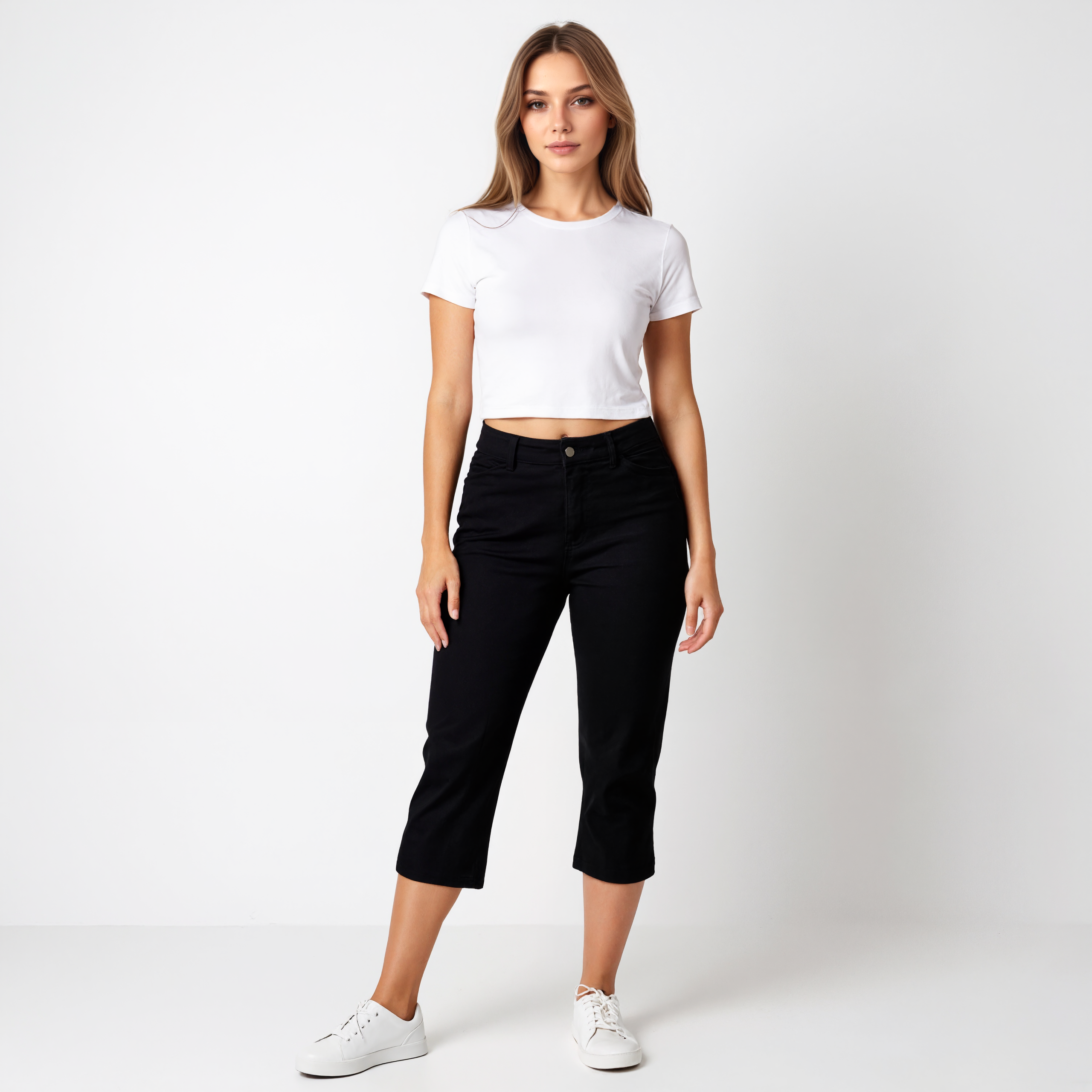 Slimming Mid Rise Capri Pants