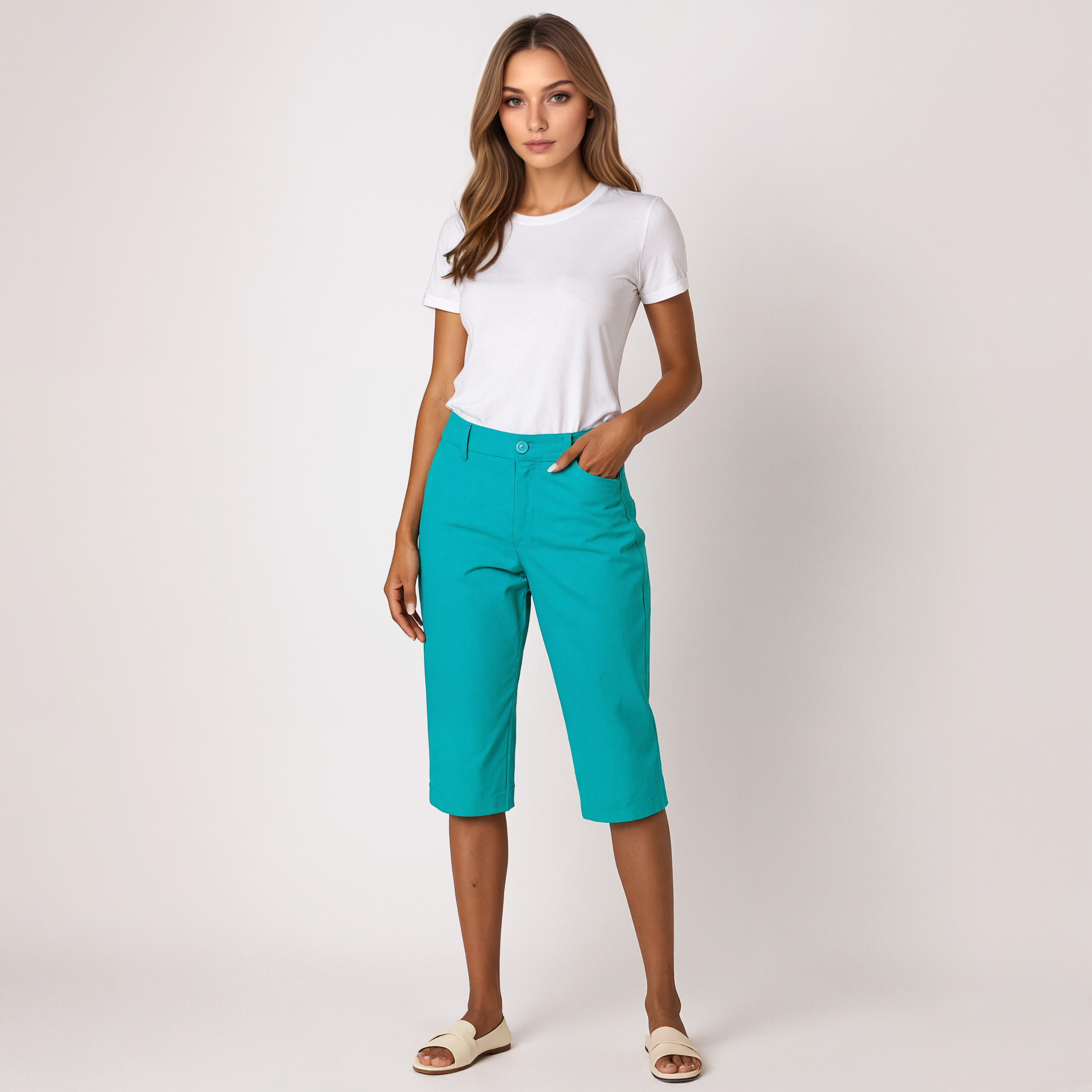 Slimming Mid Rise Capri Pants