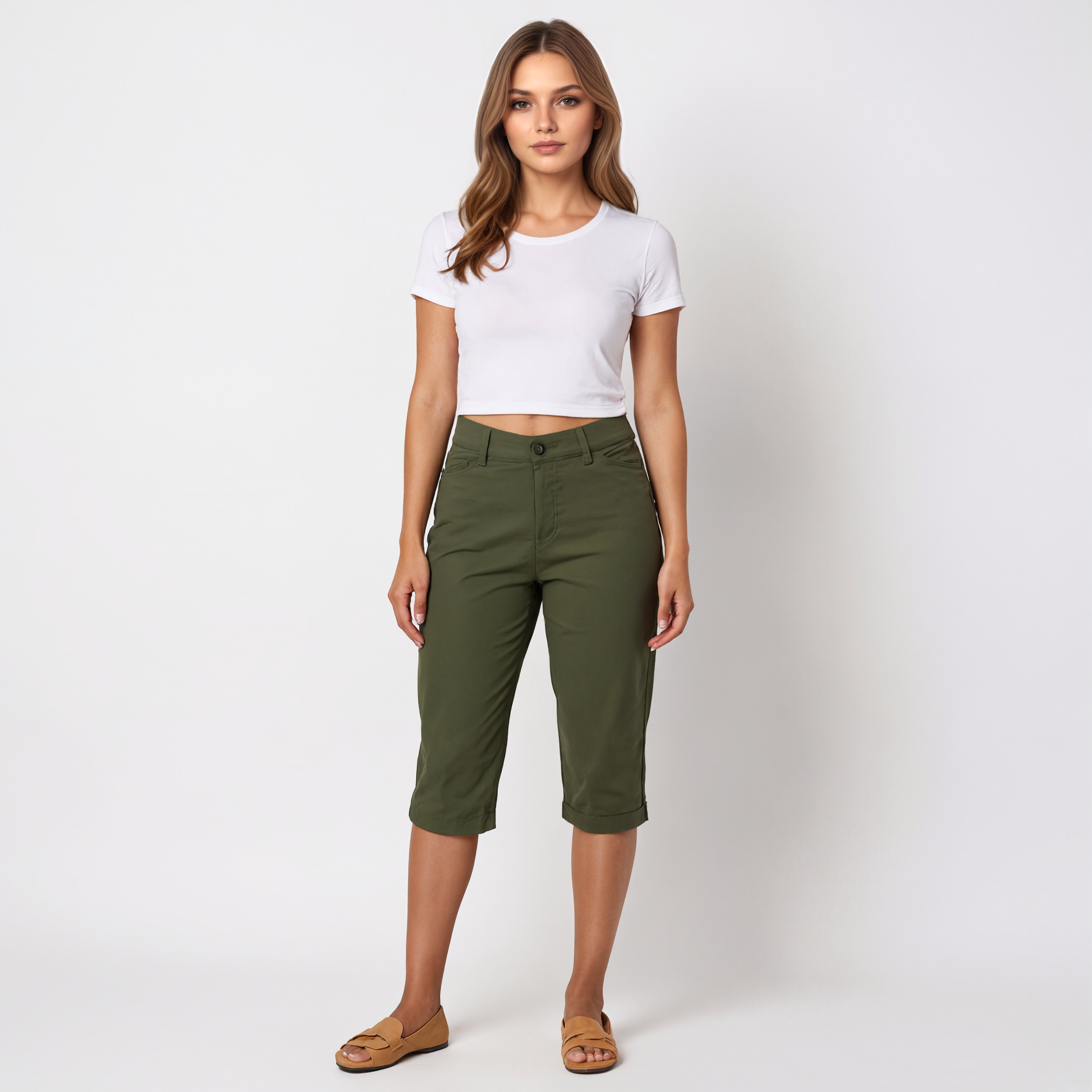 Slimming Mid Rise Capri Pants