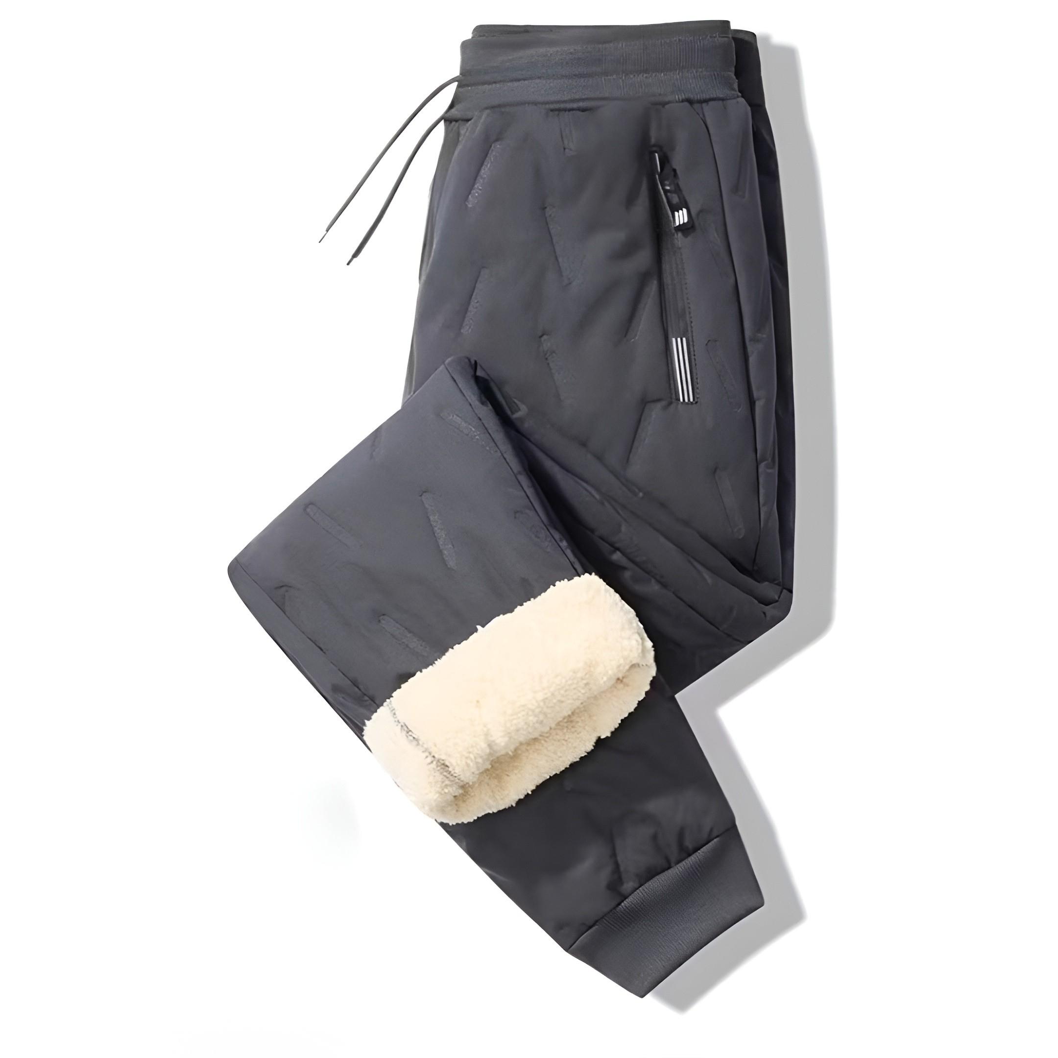 Winter Jogger Pants With Plush Fleece Lining And Zipper Pockets