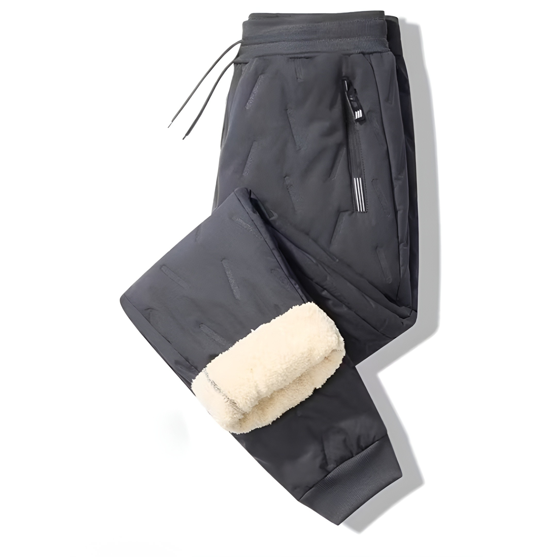 Winter Jogger Pants With Plush Fleece Lining And Zipper Pockets