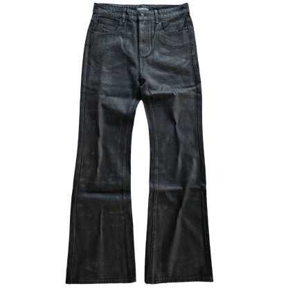 Waxed Denim Heavyweight Button Closure Jeans